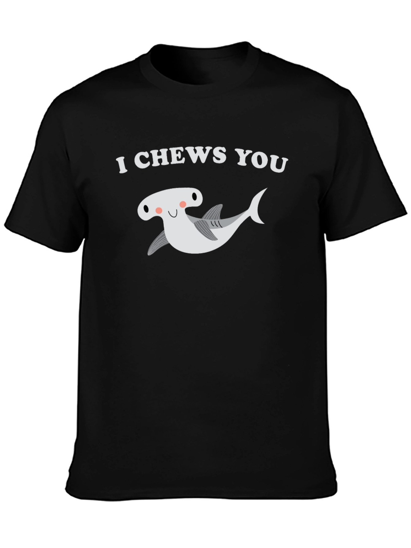 Black I Chews You Hammerhead Shark T-Shirt view 3