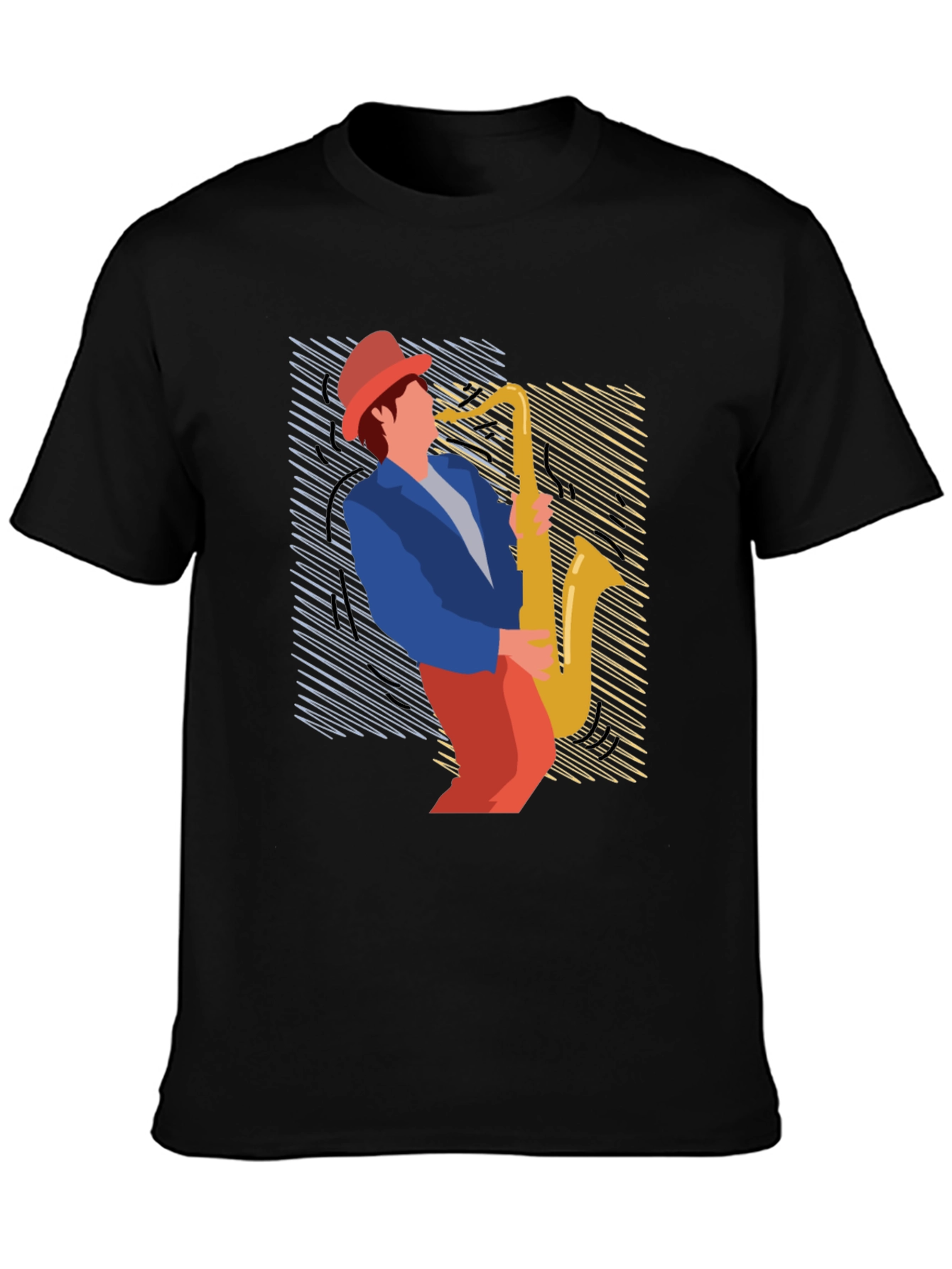 Black Jazz Saxophone Graphic Tee view 3