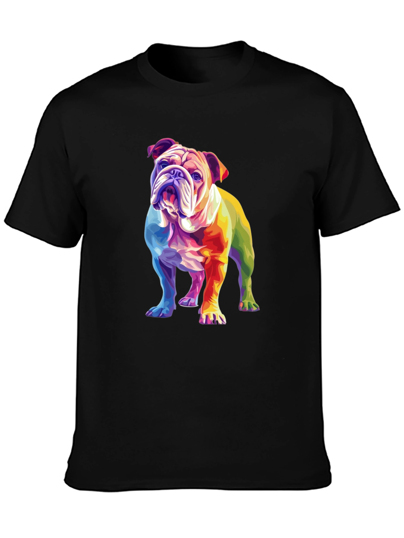 Black Rainbow Bulldog Graphic T-Shirt view 3