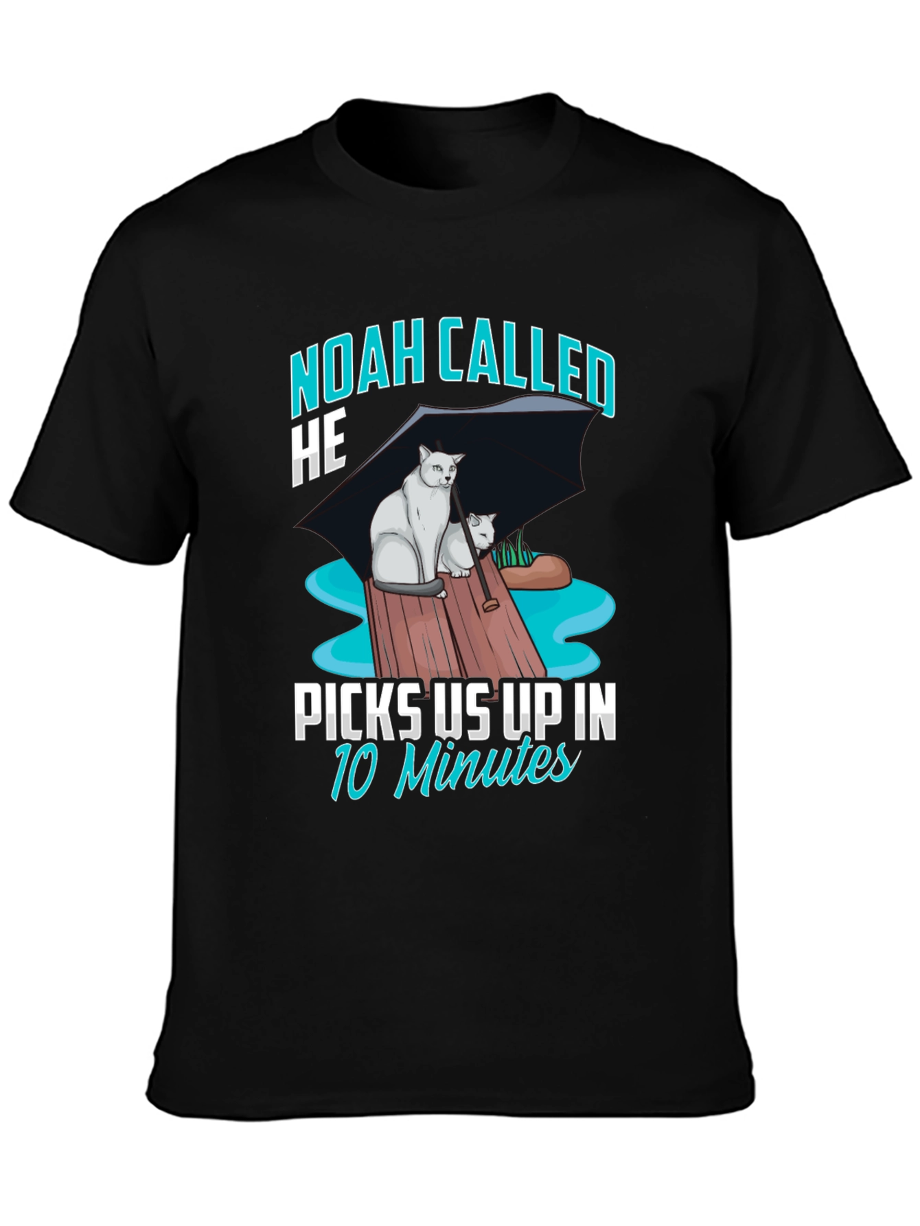 Black Noah Called Funny Cat T-Shirt view 3