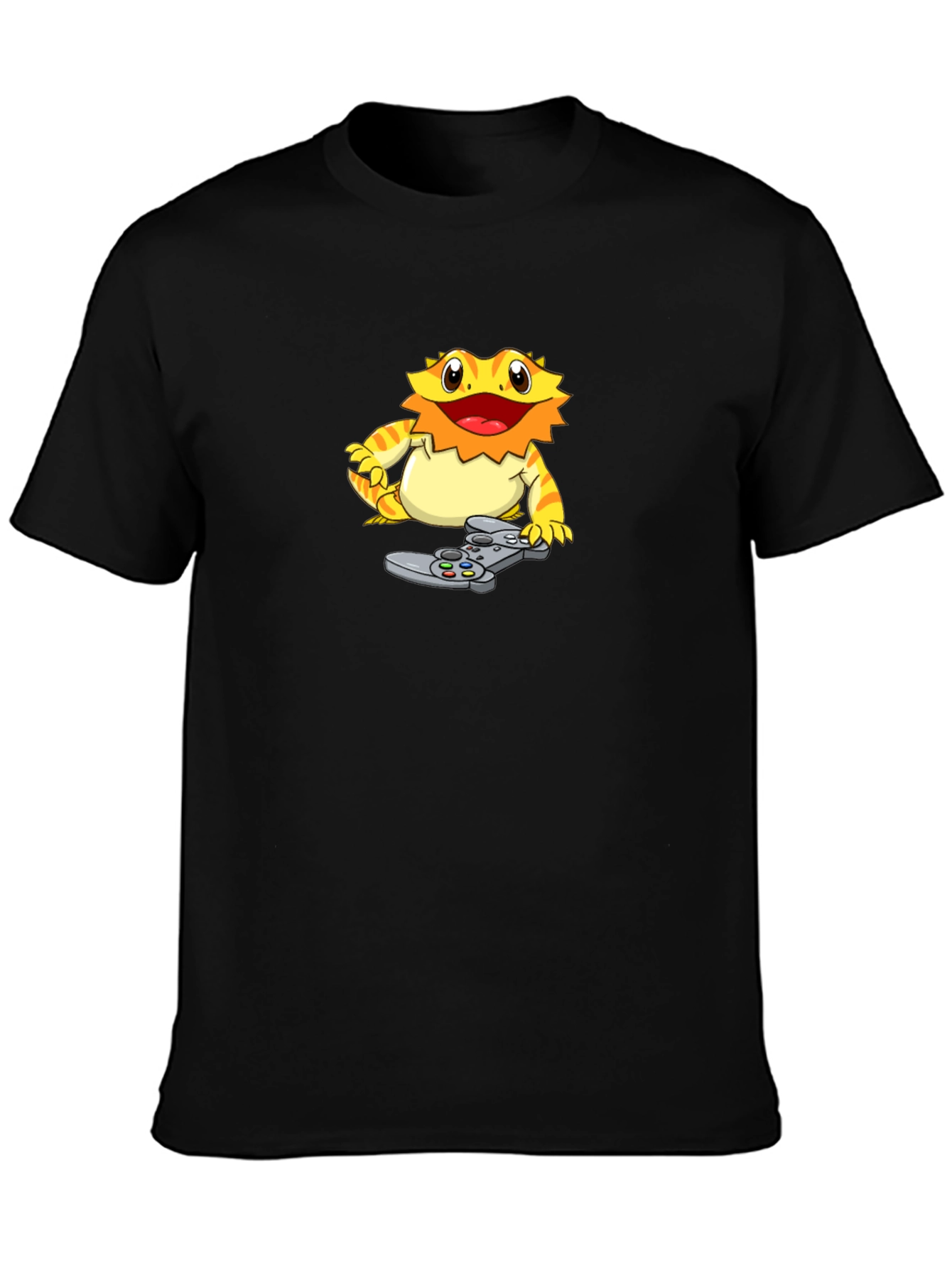Black Gamer Lizard Graphic T-Shirt - Cool Black Tee view 3