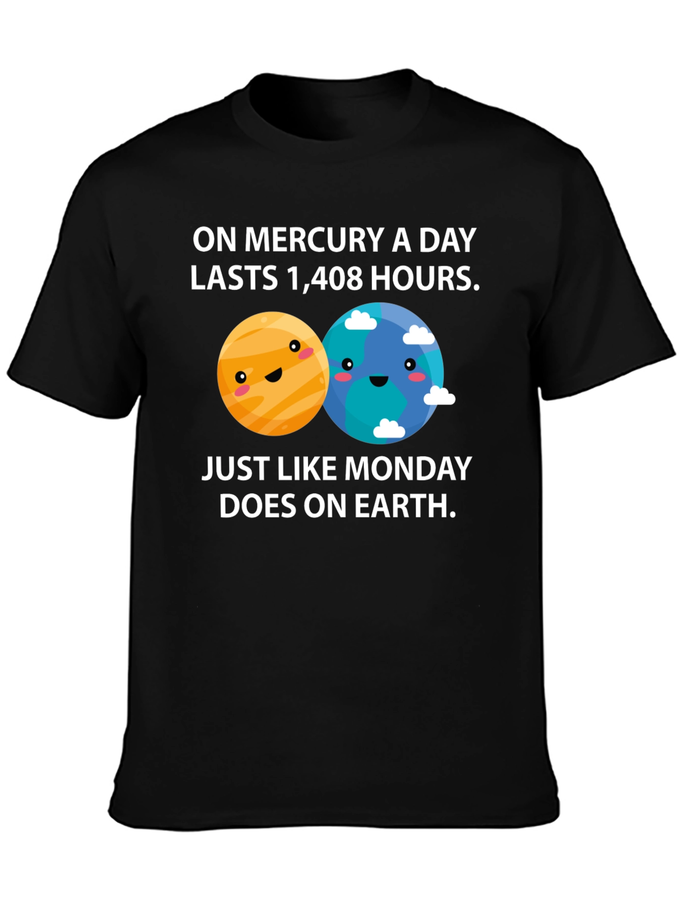 Black Funny Planets Mercury Monday T-Shirt view 3