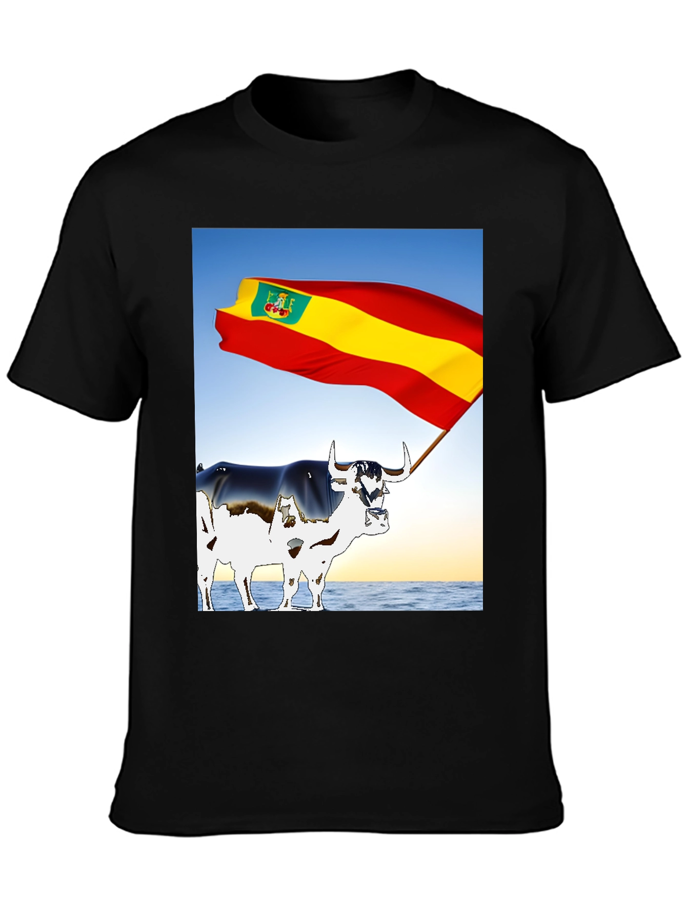 Black Spanish Bull Flag Graphic Tee view 3