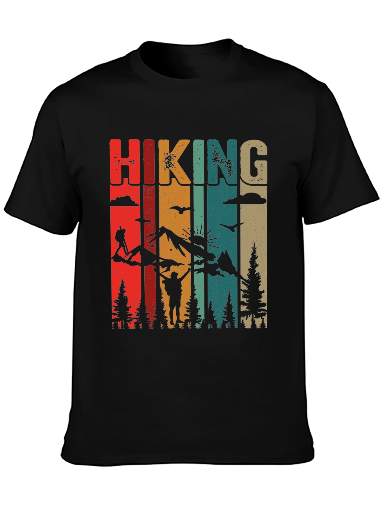 Black Retro Hiking Adventure T-Shirt view 3