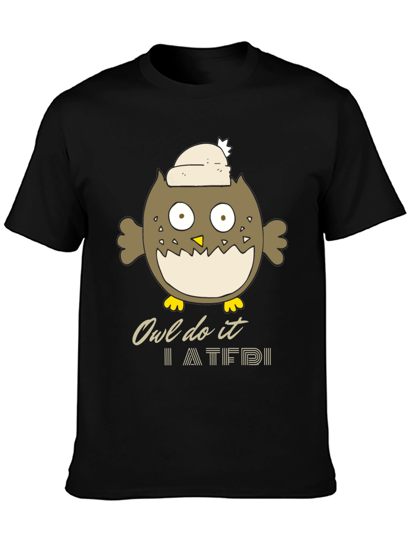 Black Owl Do It T-Shirt - Funny Cartoon Tee view 3