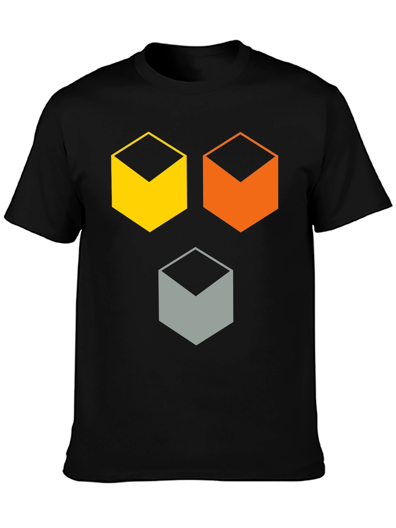 Black Geometric Cube T-Shirt - Modern Abstract Design view 3