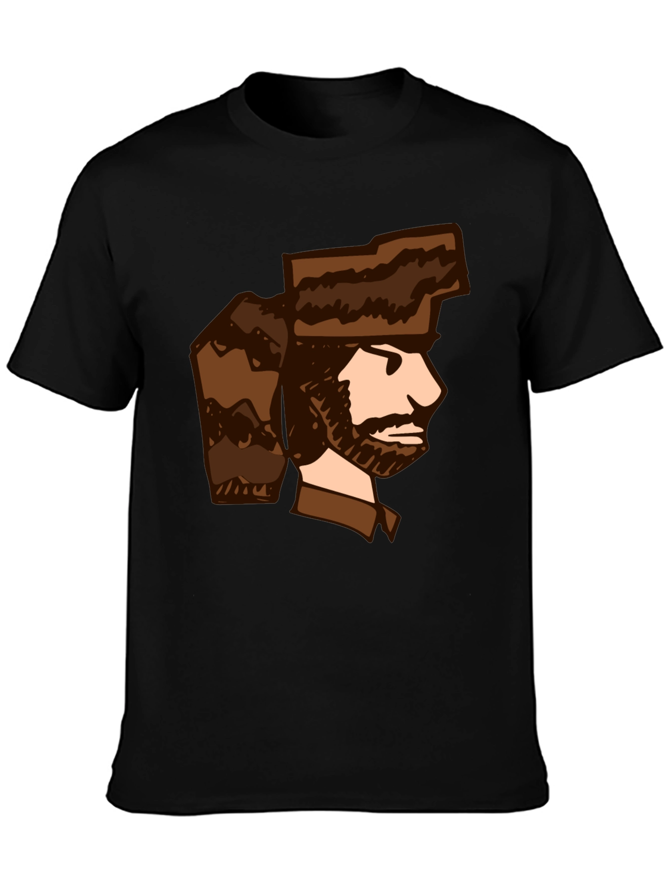 Black Cartoon Trapper T-Shirt - Unique Graphic Tee view 3
