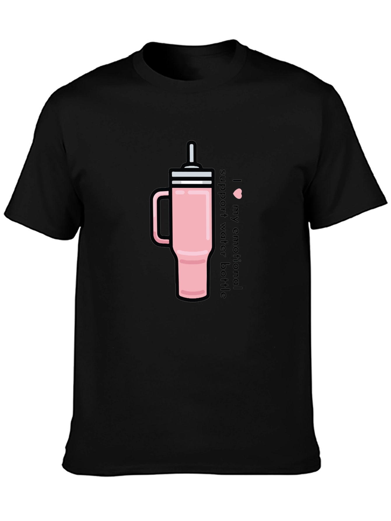 Black Emotional Support Water Bottle Tee - Black view 3