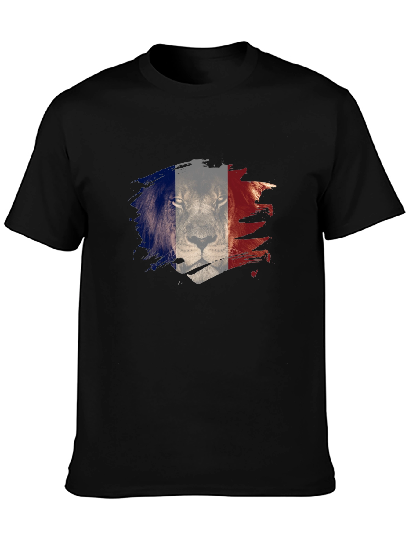 Black Men's Black Lion France Flag Graphic Tee view 3