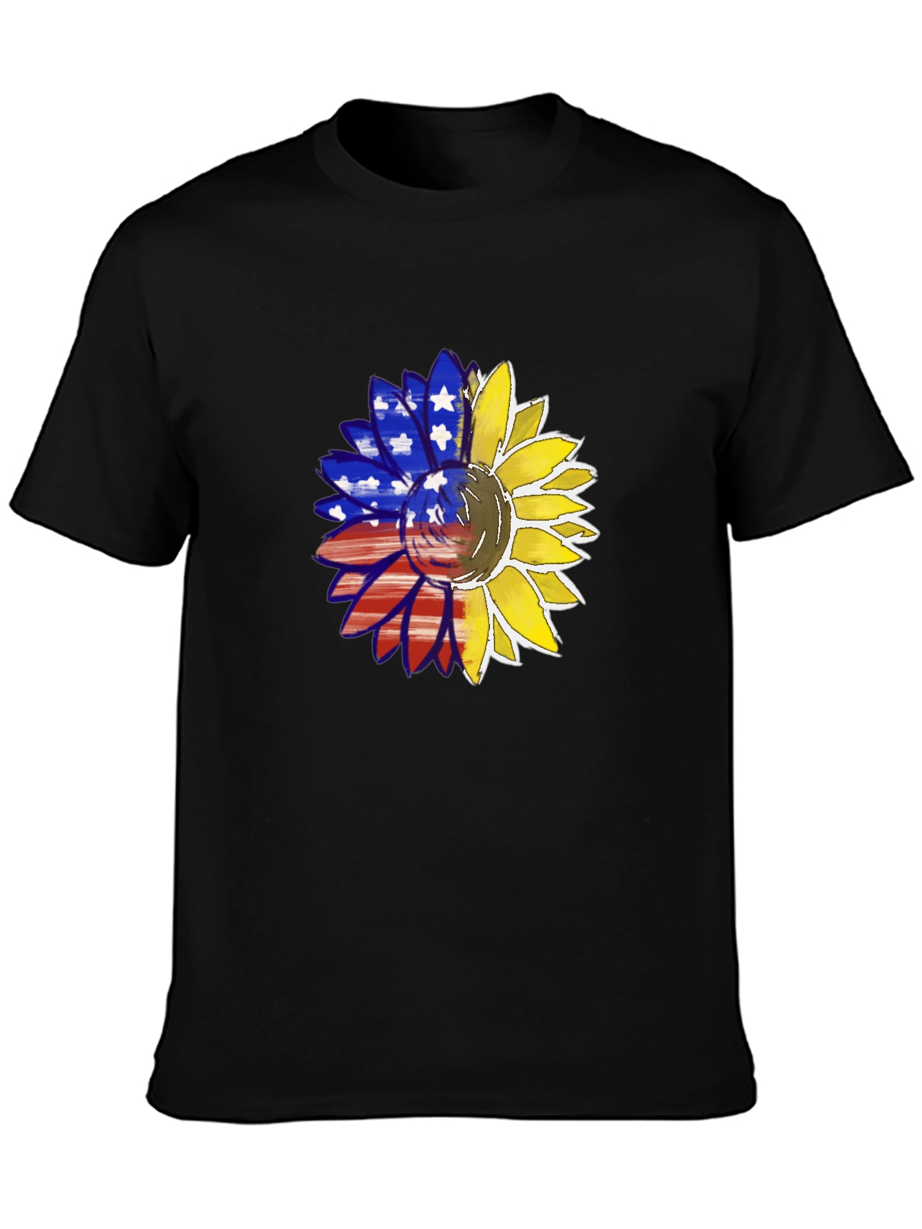 Black Patriotic Sunflower Graphic T-Shirt view 3