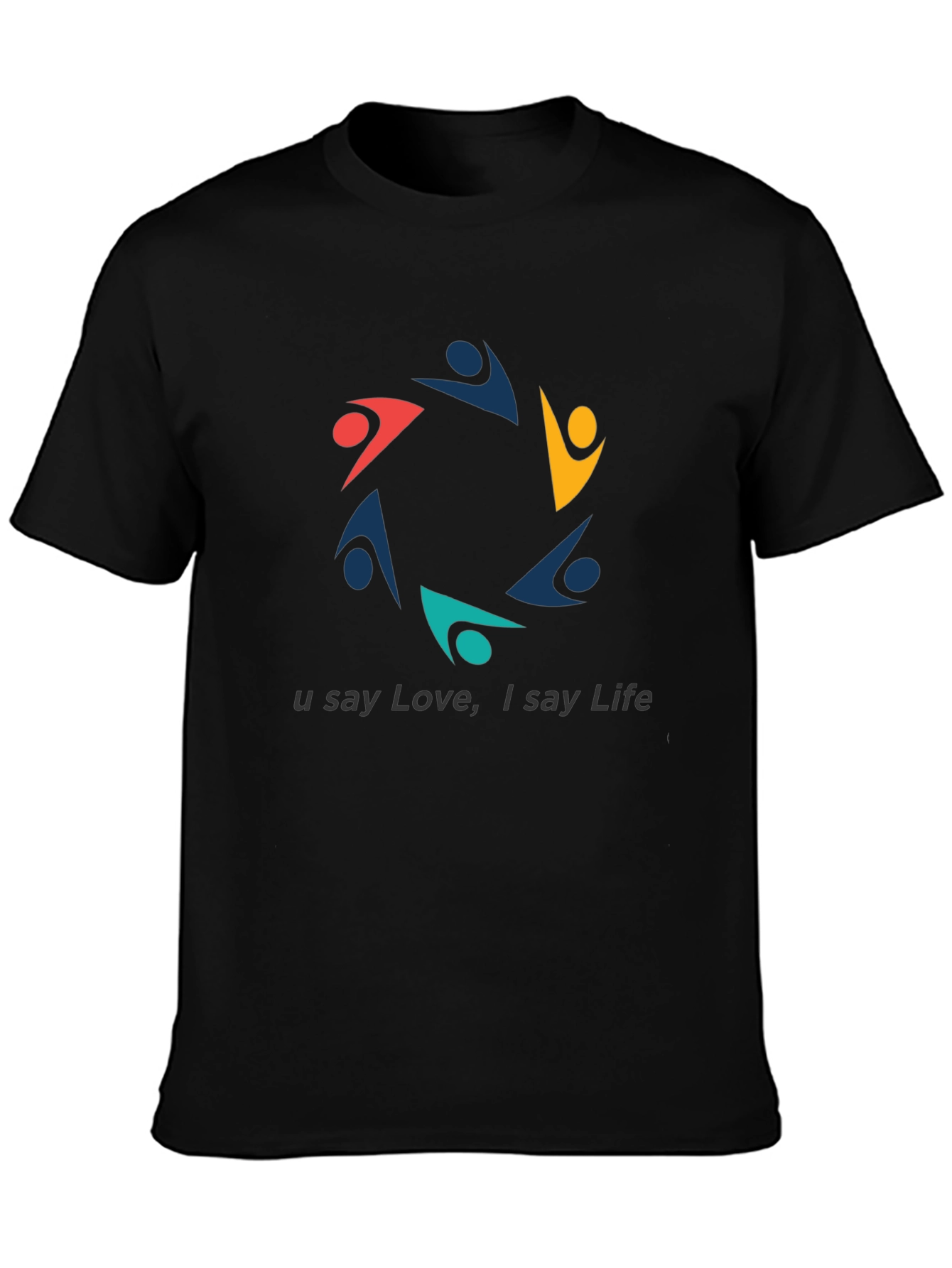 Black Unity Love Life Graphic Black T-Shirt view 3