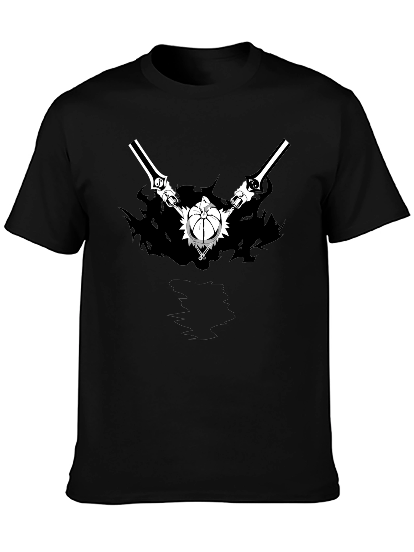 Black Anime Graphic Print Black T-Shirt view 3