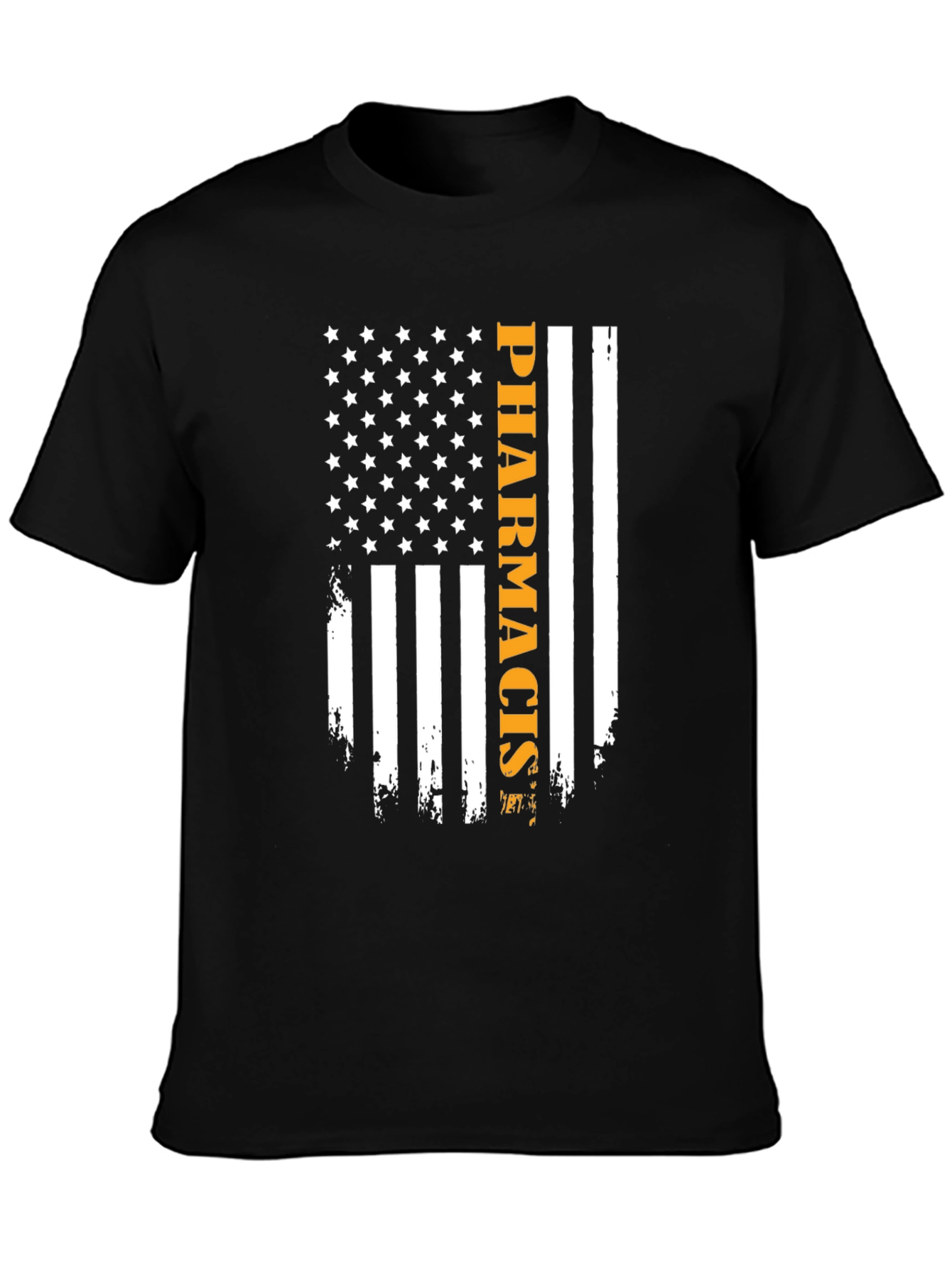 Black American Flag Pharmacist T-Shirt view 3