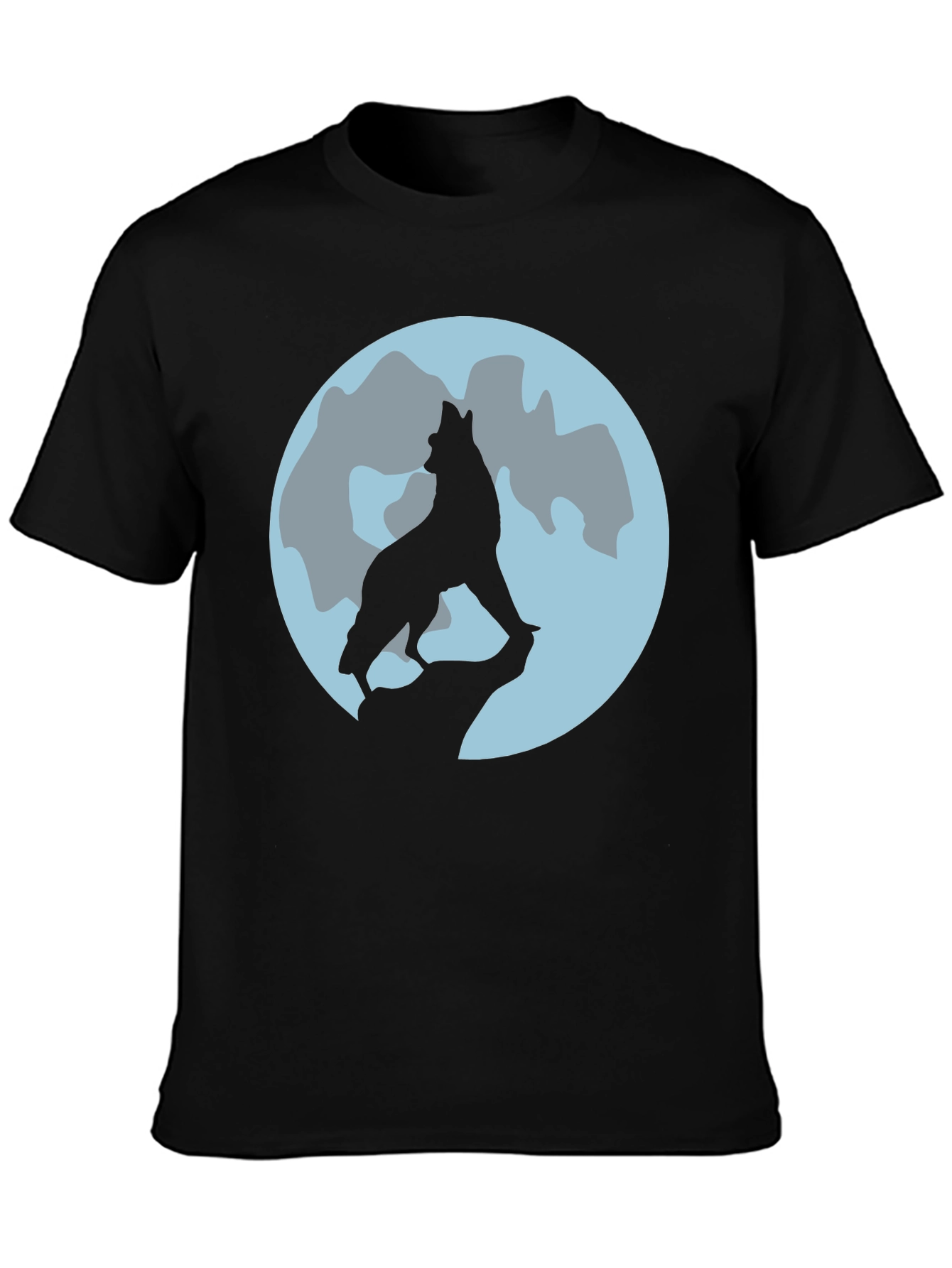 Black Wolf Moon Graphic Tee - Black Cotton T-Shirt view 3