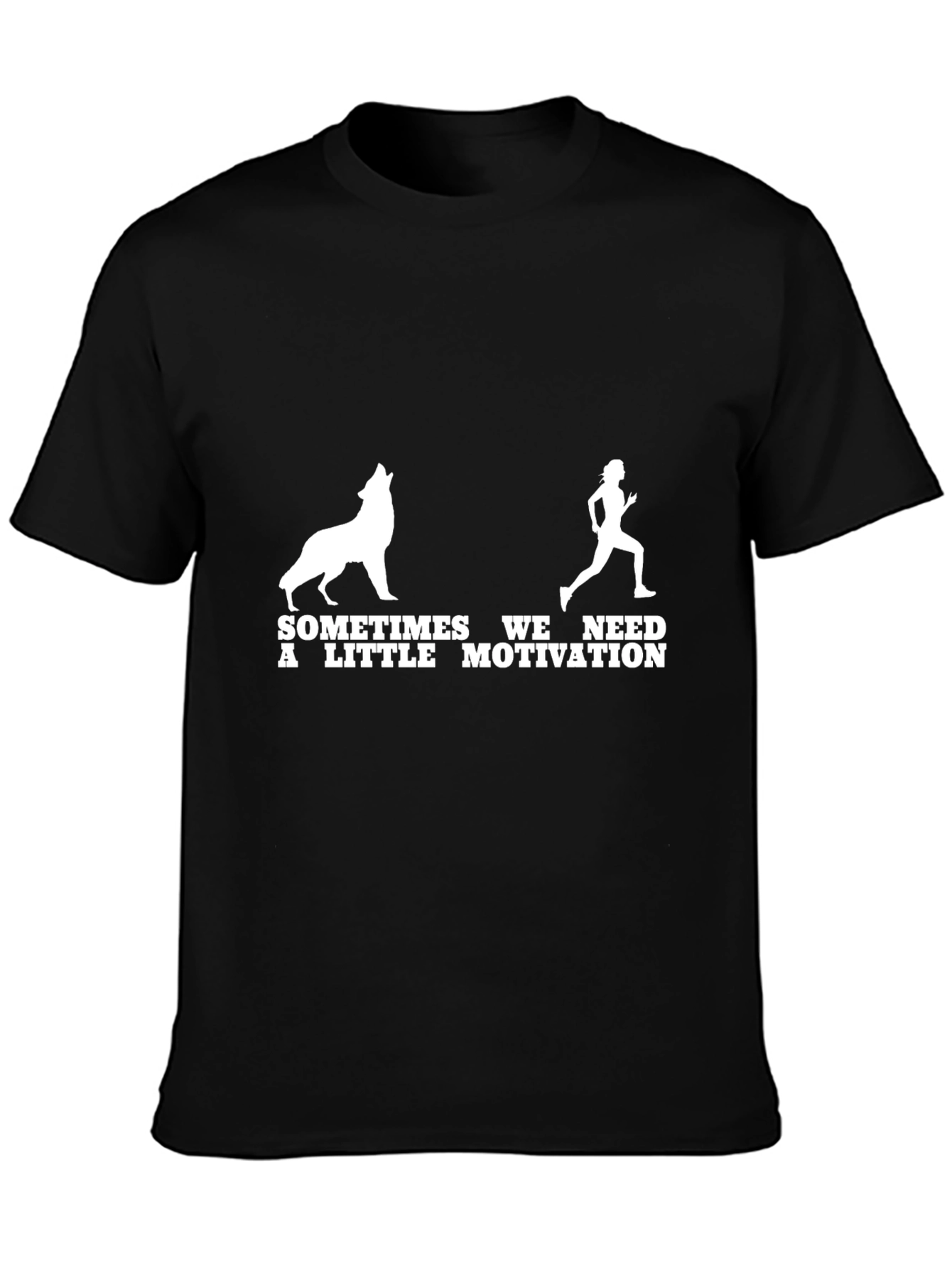 Black Motivation Graphic Tee - Wolf & Runner Design view 3