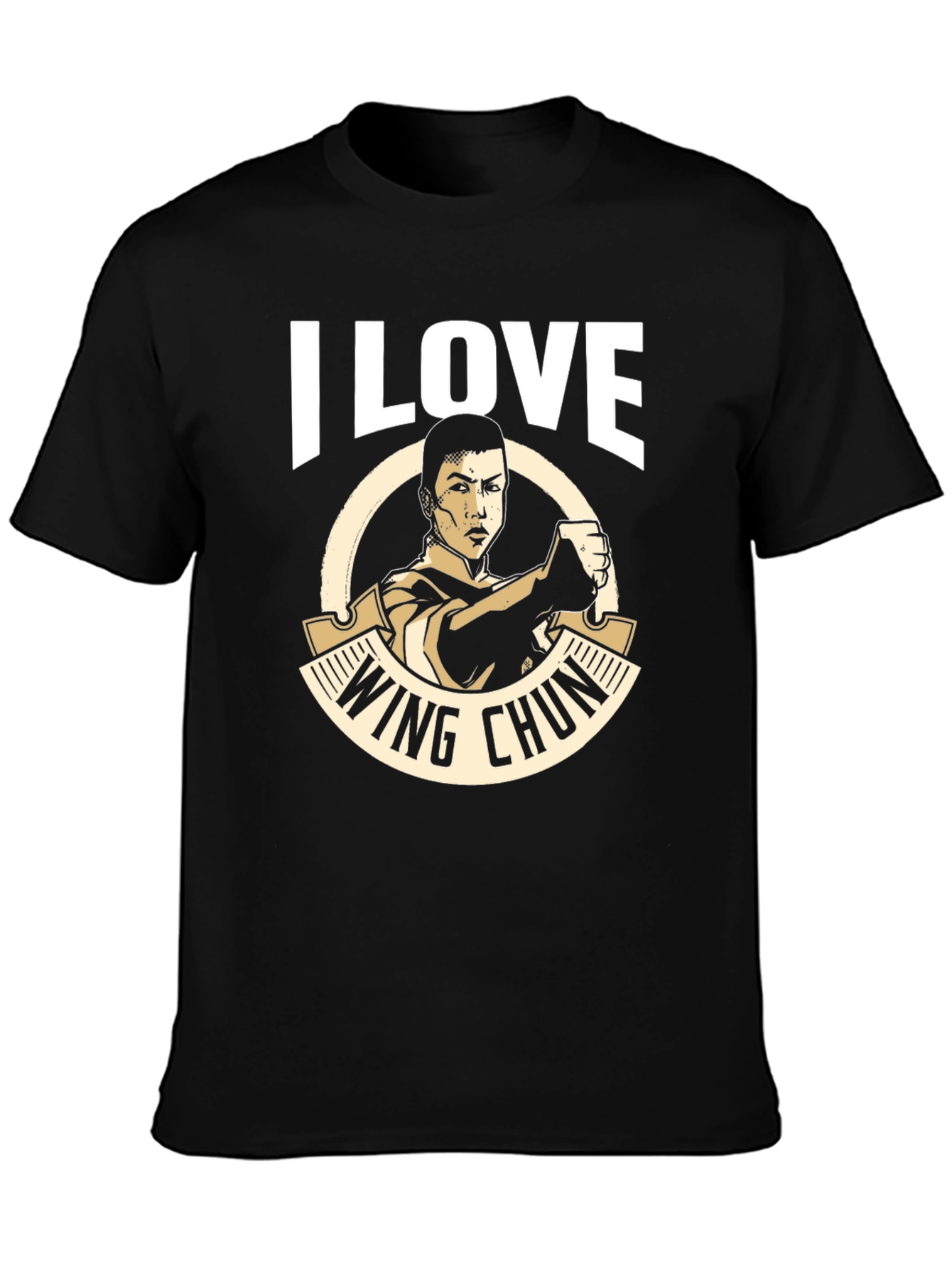 Black I Love Wing Chun Martial Arts T-Shirt view 3