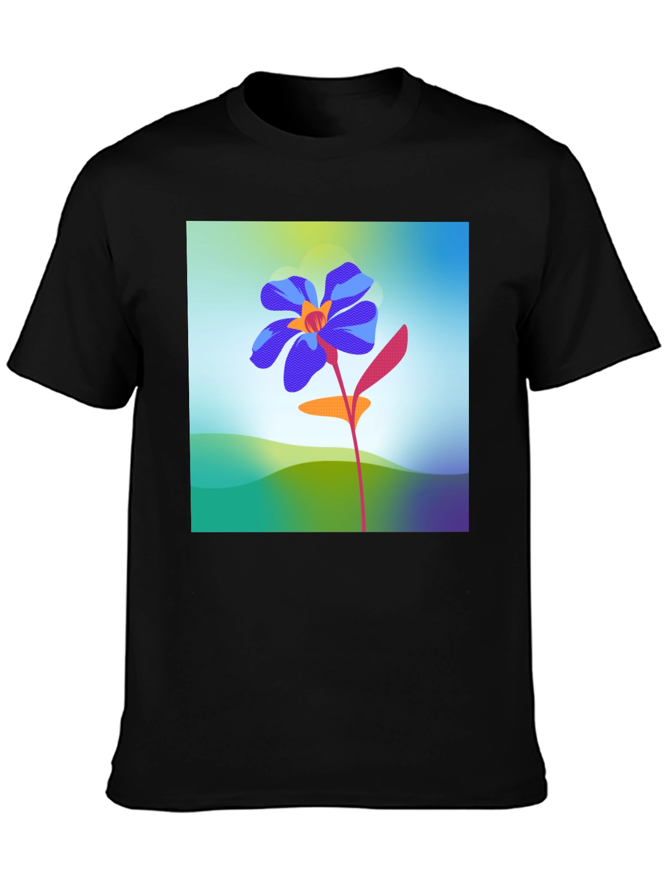 Black Floral Graphic Print Black T-Shirt view 3