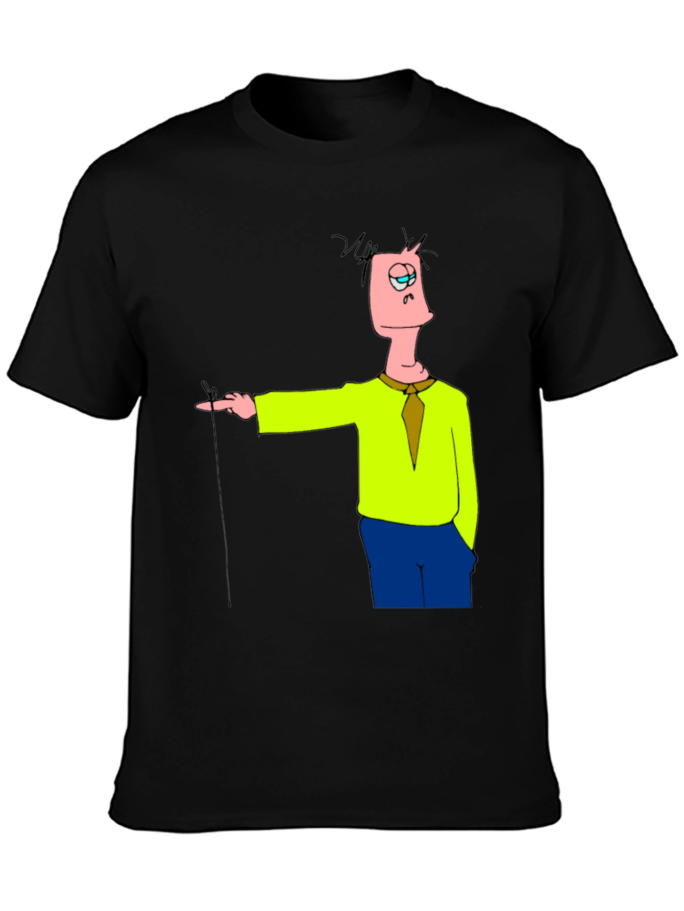 Black Cartoon Character Black T-Shirt view 3
