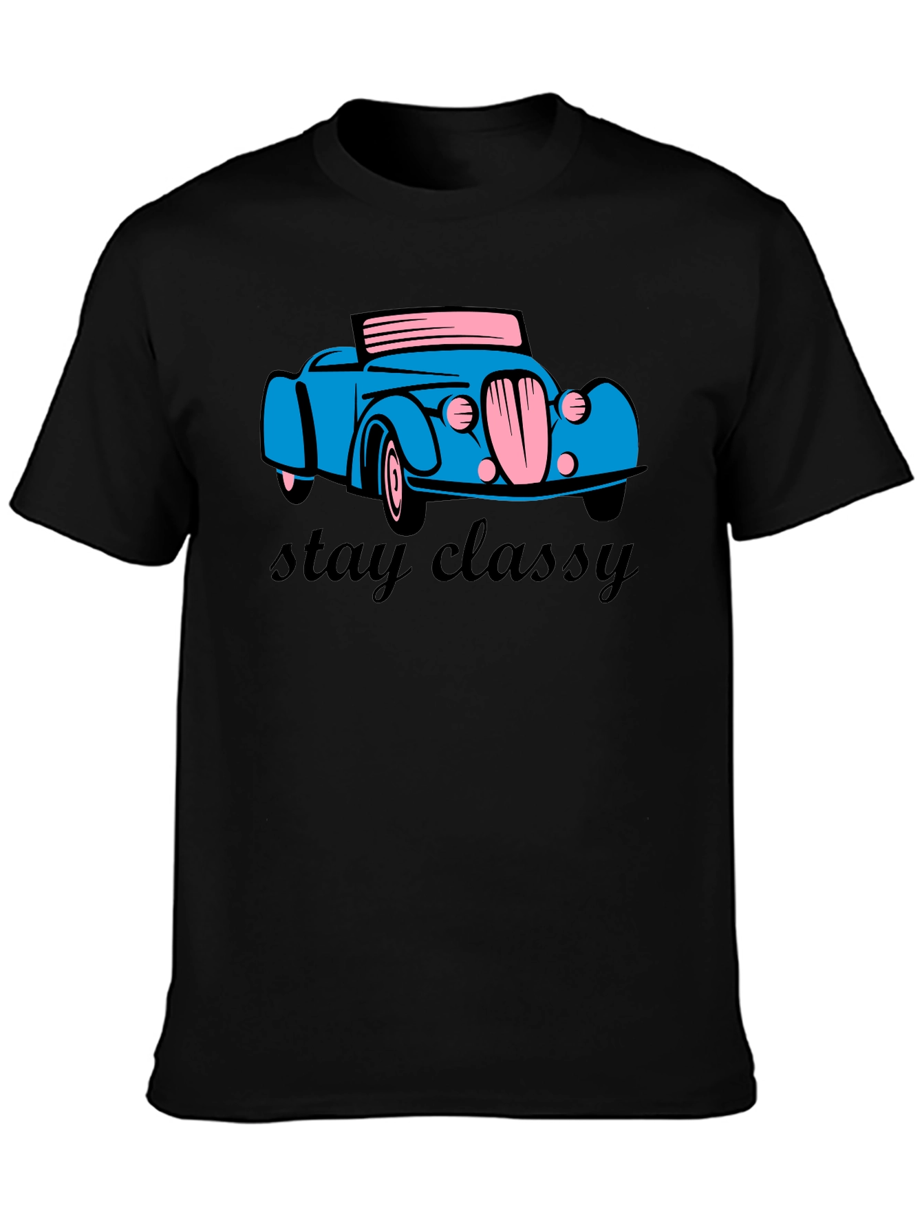 Black Stay Classy Car T-Shirt - Classic Retro Design view 3