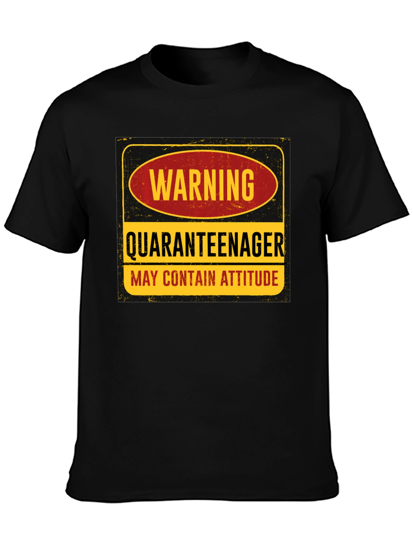 Black Warning Quaranteenager T-Shirt - May Contain Attitude view 3