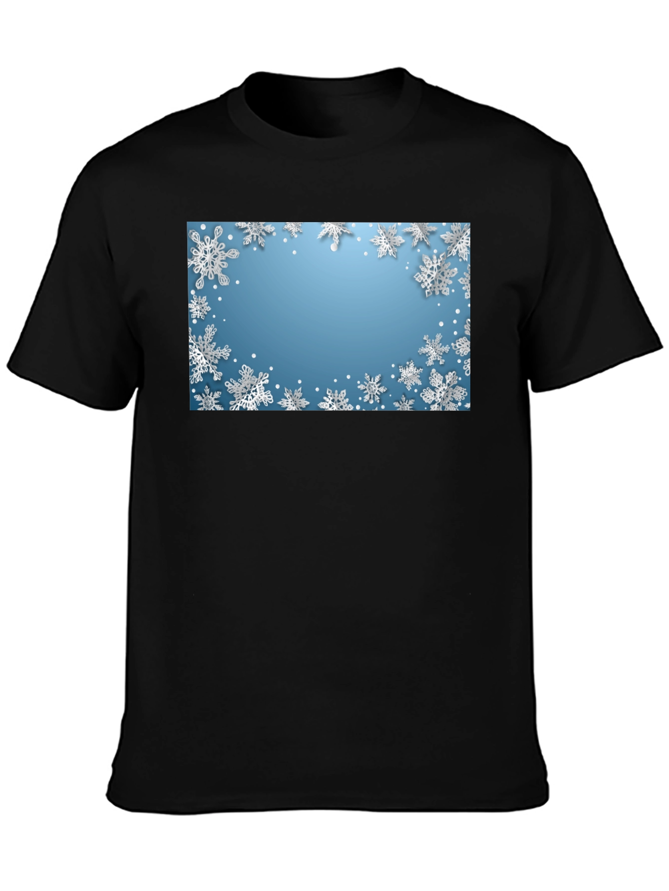 Black Snowflake Graphic Tee - Winter Holiday Shirt view 3