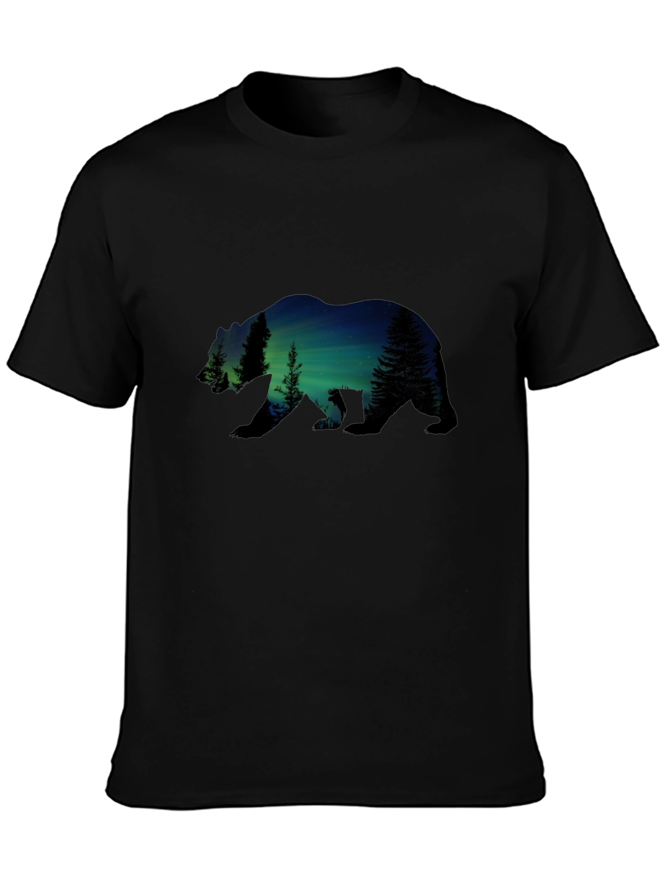 Black Nature Bear Graphic Tee - Black Cotton Comfort view 3