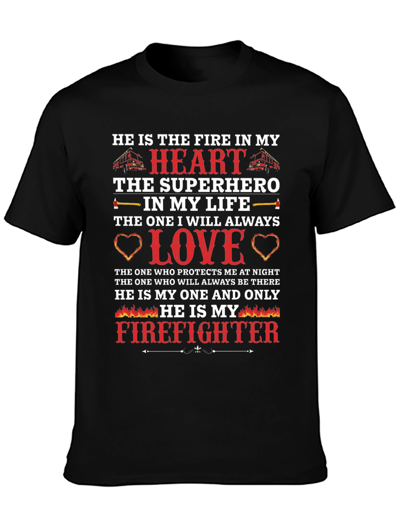 Firefighter Love T-Shirt - Hero's Heart - 3