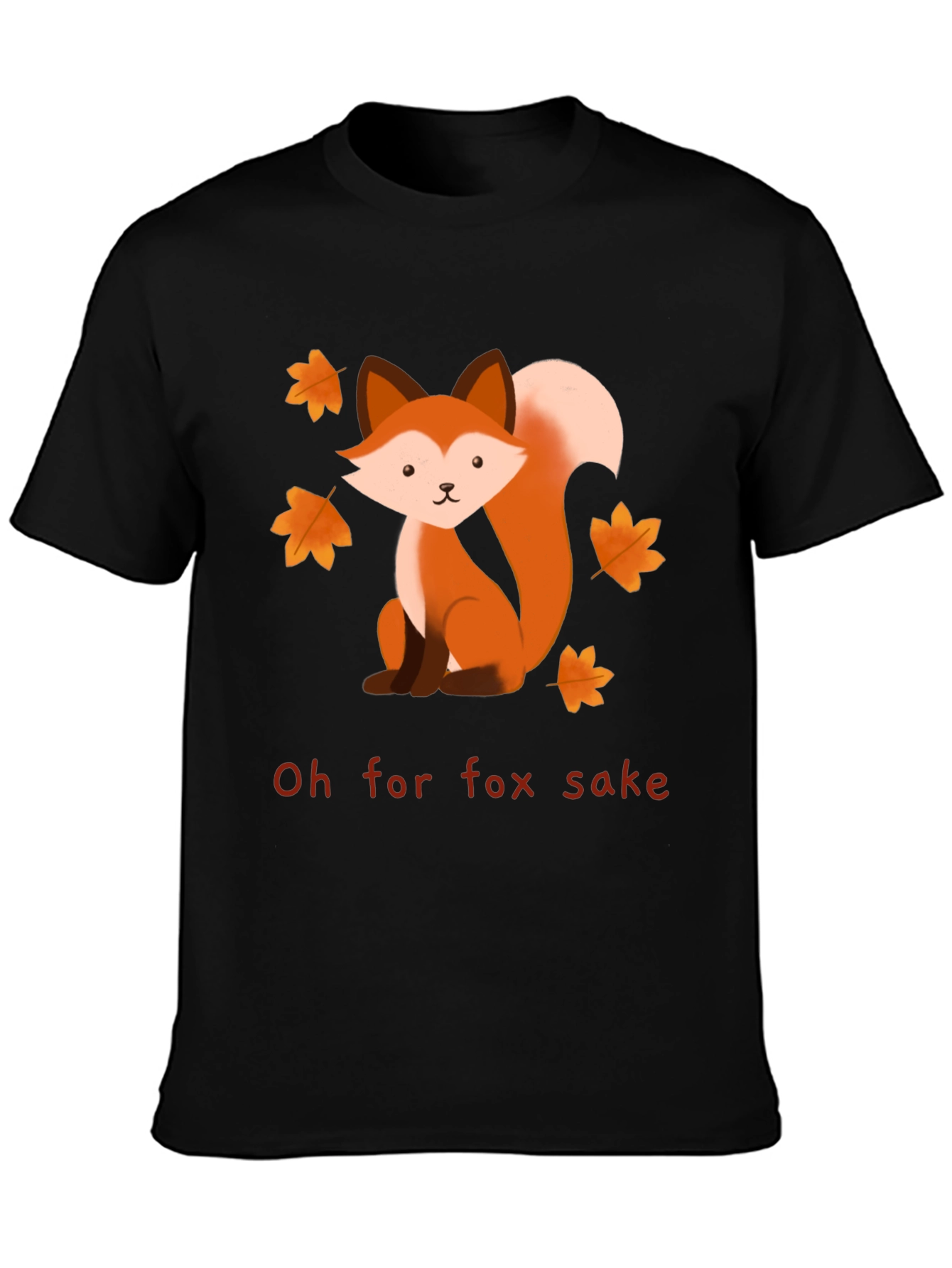 Black Oh For Fox Sake T-Shirt - Cute Cartoon Fox Graphic Tee view 3