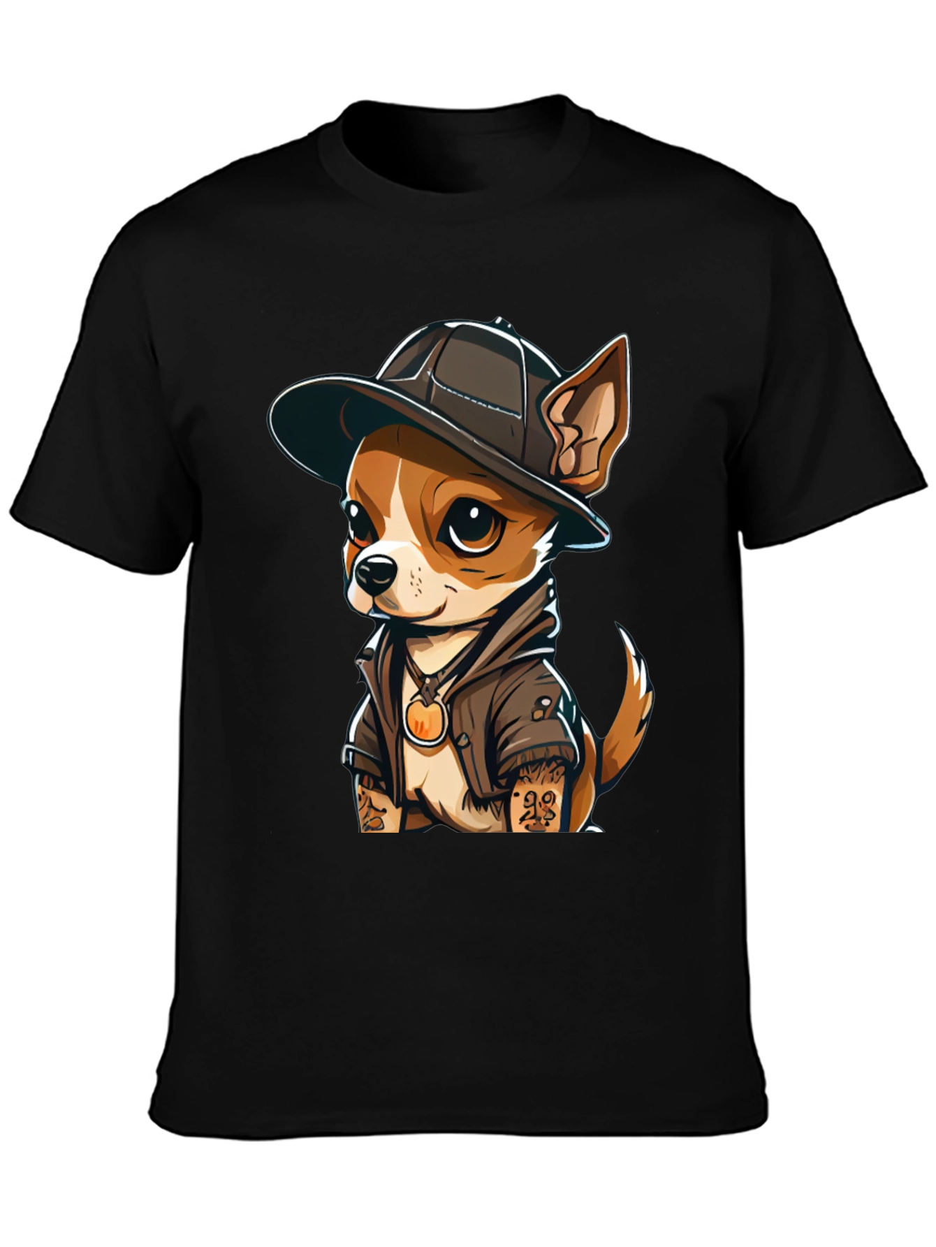 Black Cool Chihuahua Graphic T-Shirt view 3