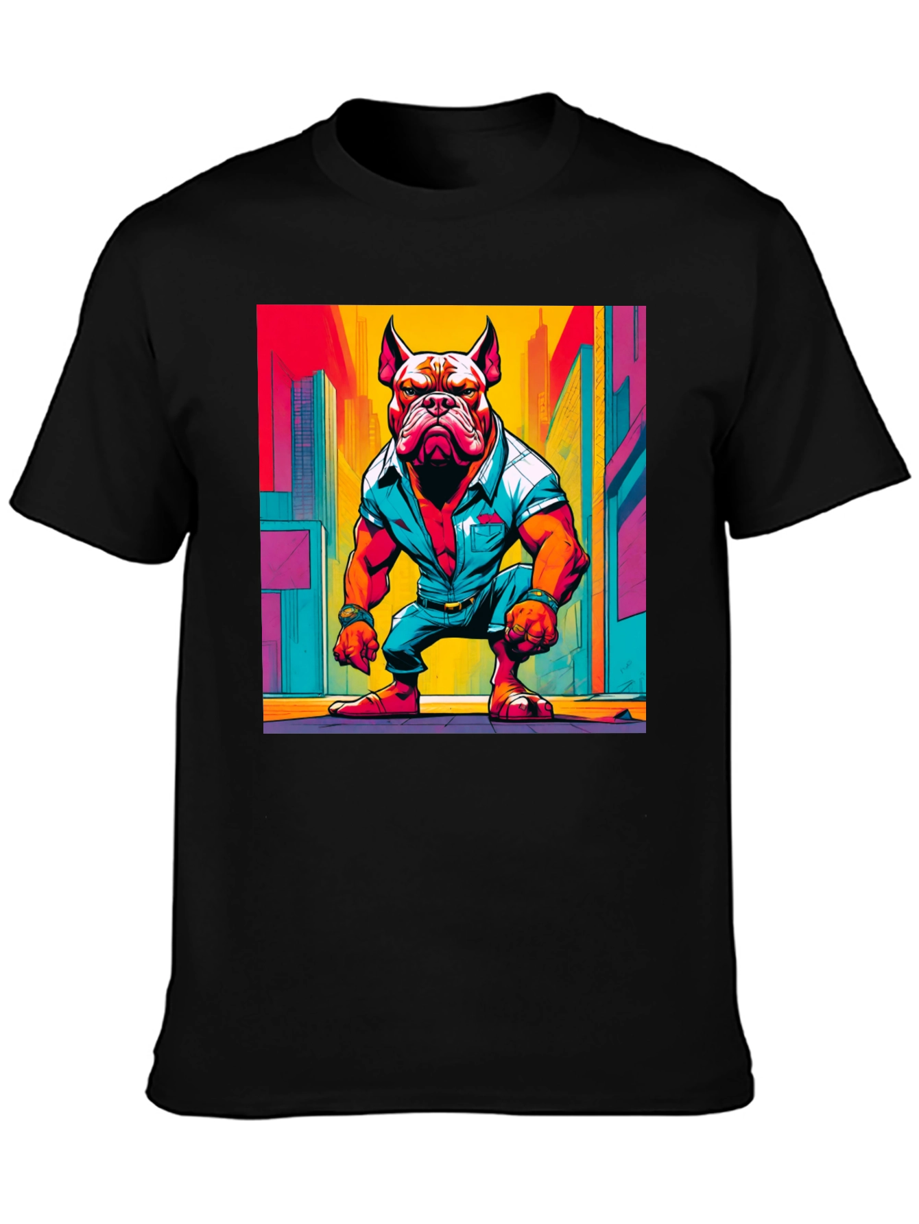 Black Cool Dog Graphic Tee - Urban Style view 3