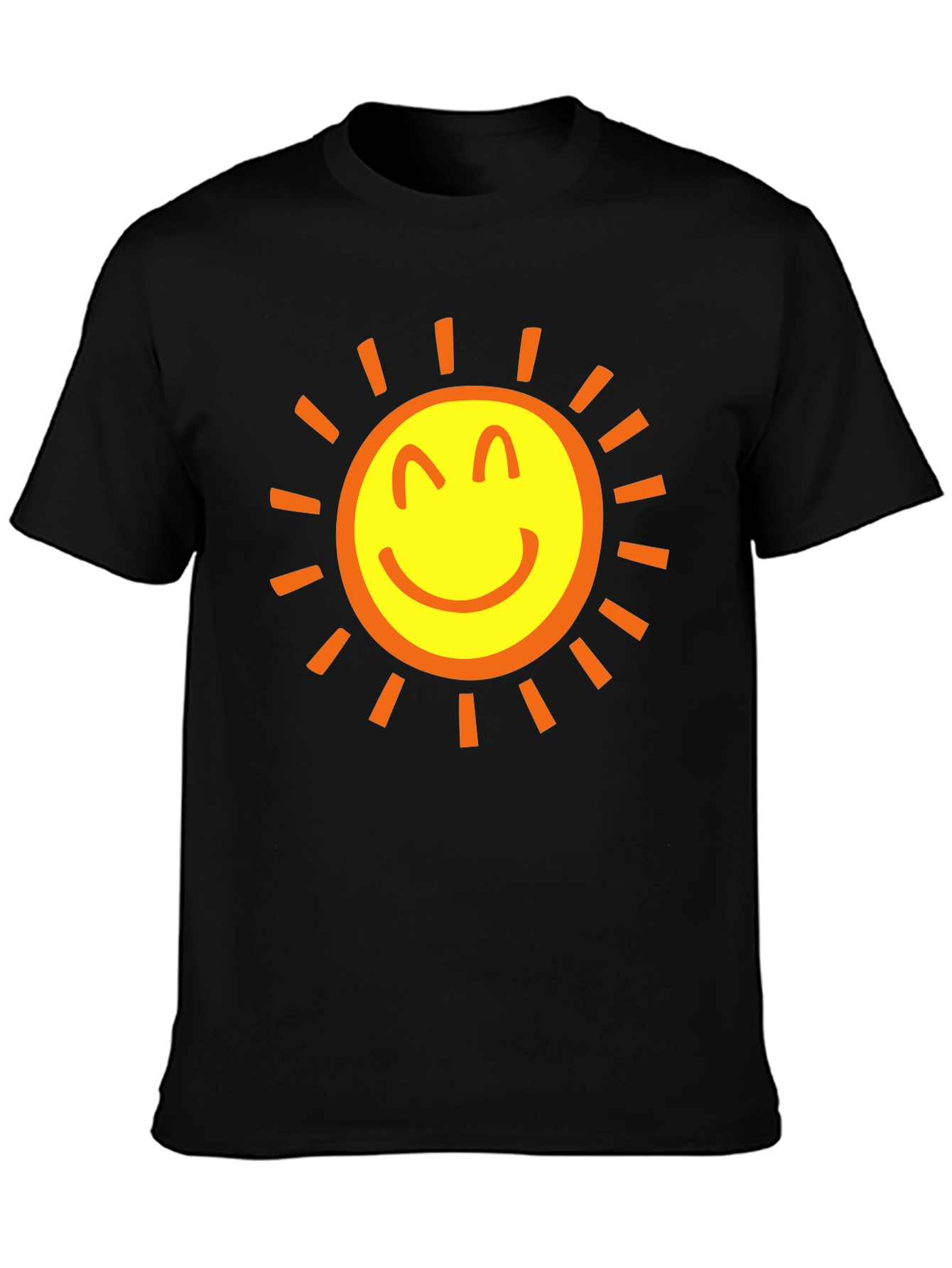 Black Happy Sun Graphic Tee - Black Cotton T-Shirt view 3