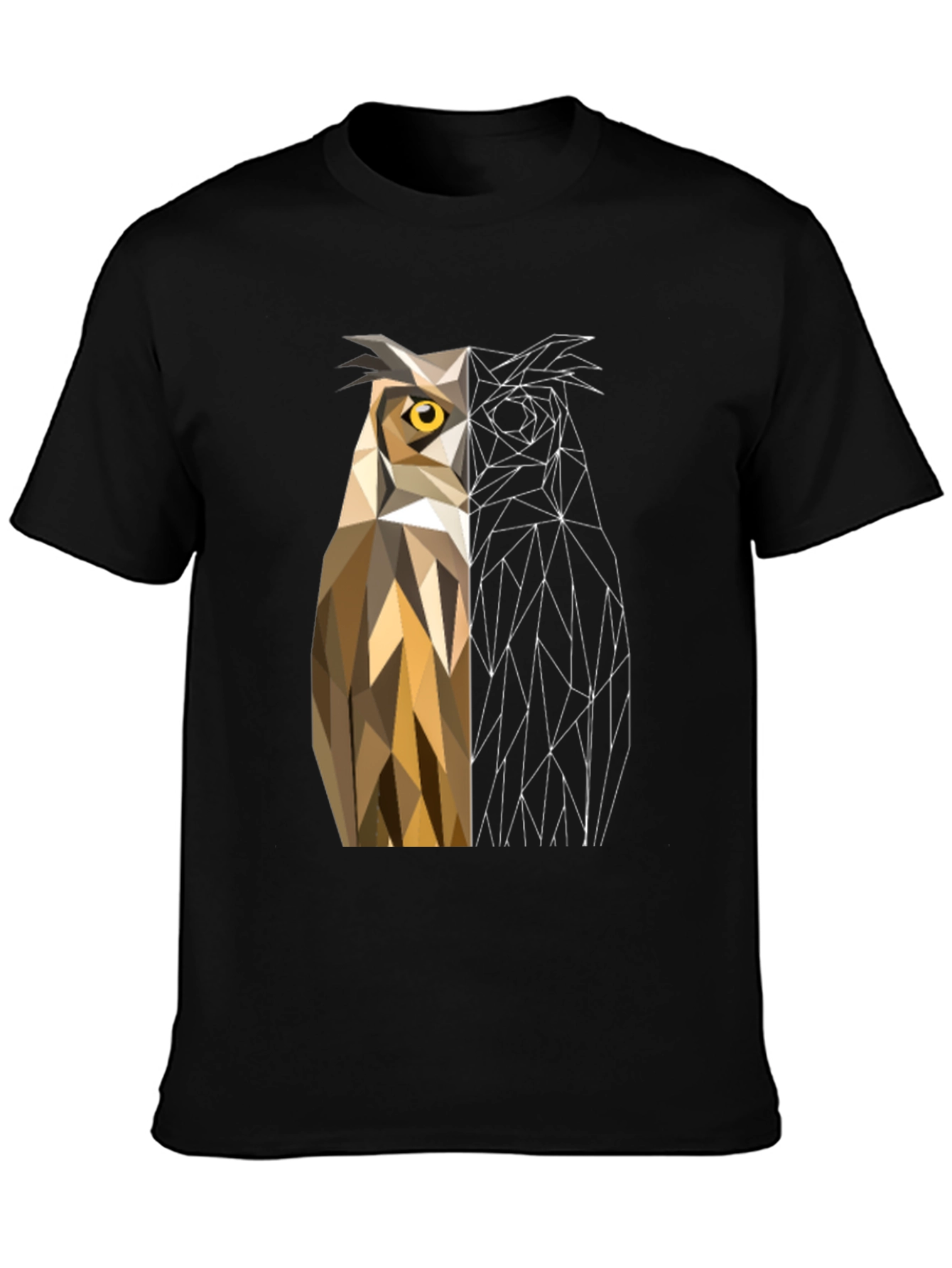 Black Geometric Owl Graphic Tee - Modern Design view 3