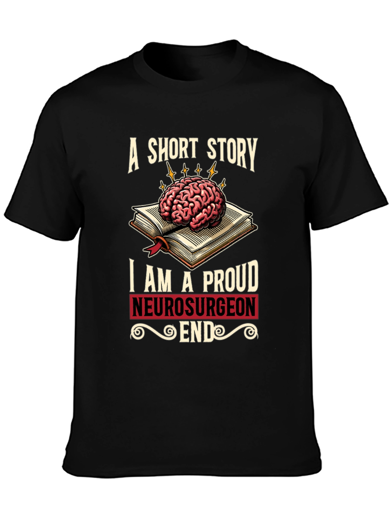 Black Proud Neurosurgeon Brain Book T-Shirt view 3