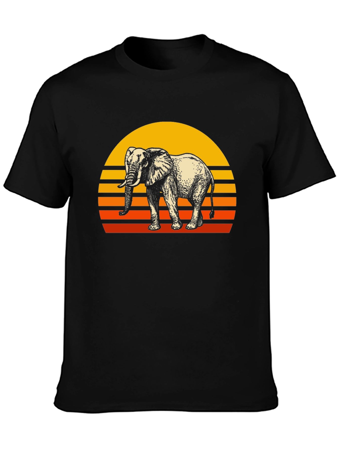 Black Elephant Sunset Graphic Tee - Retro Style view 3