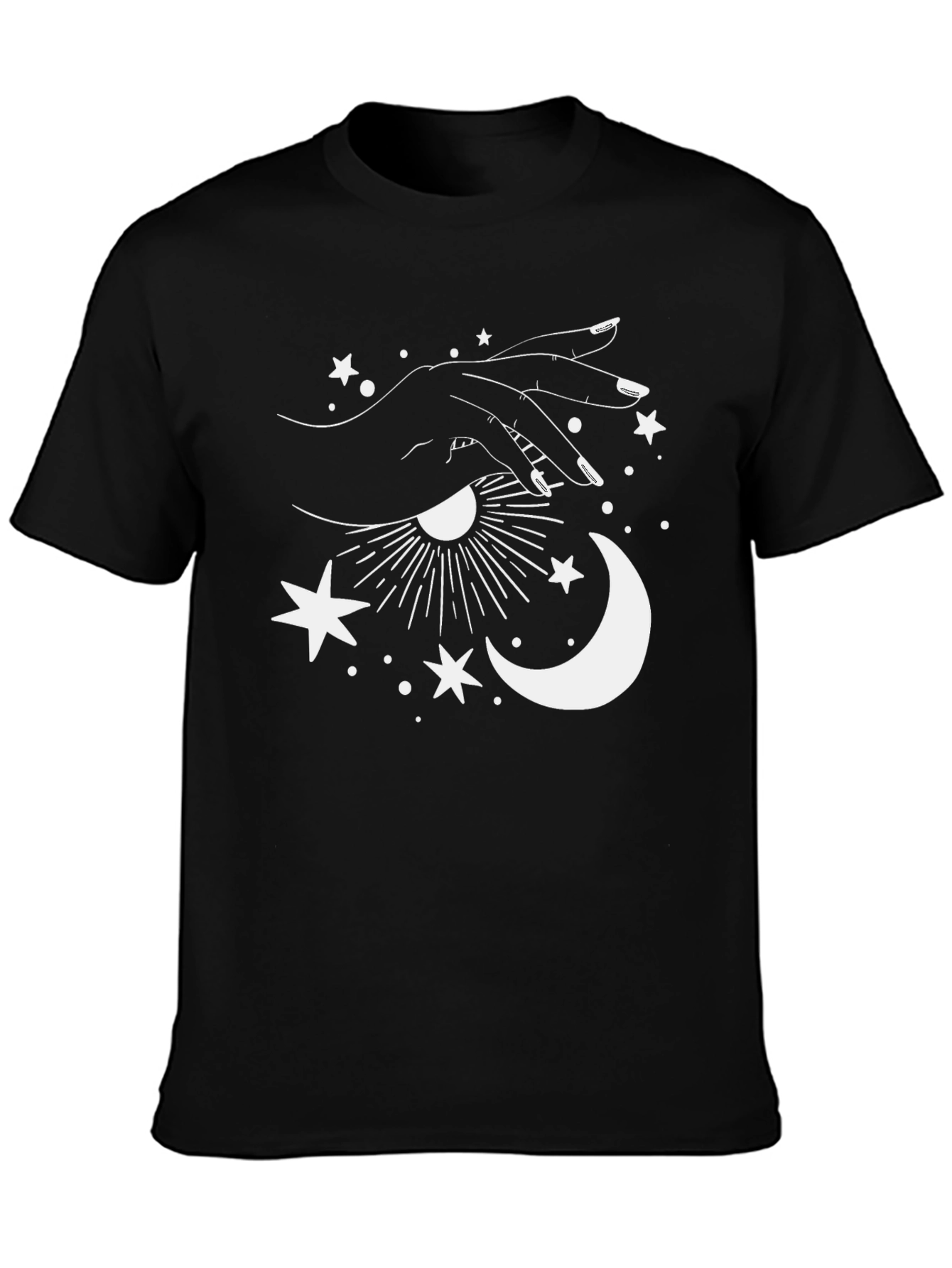 Black Celestial Hand Graphic Tee - Stylish Unisex T-Shirt view 3