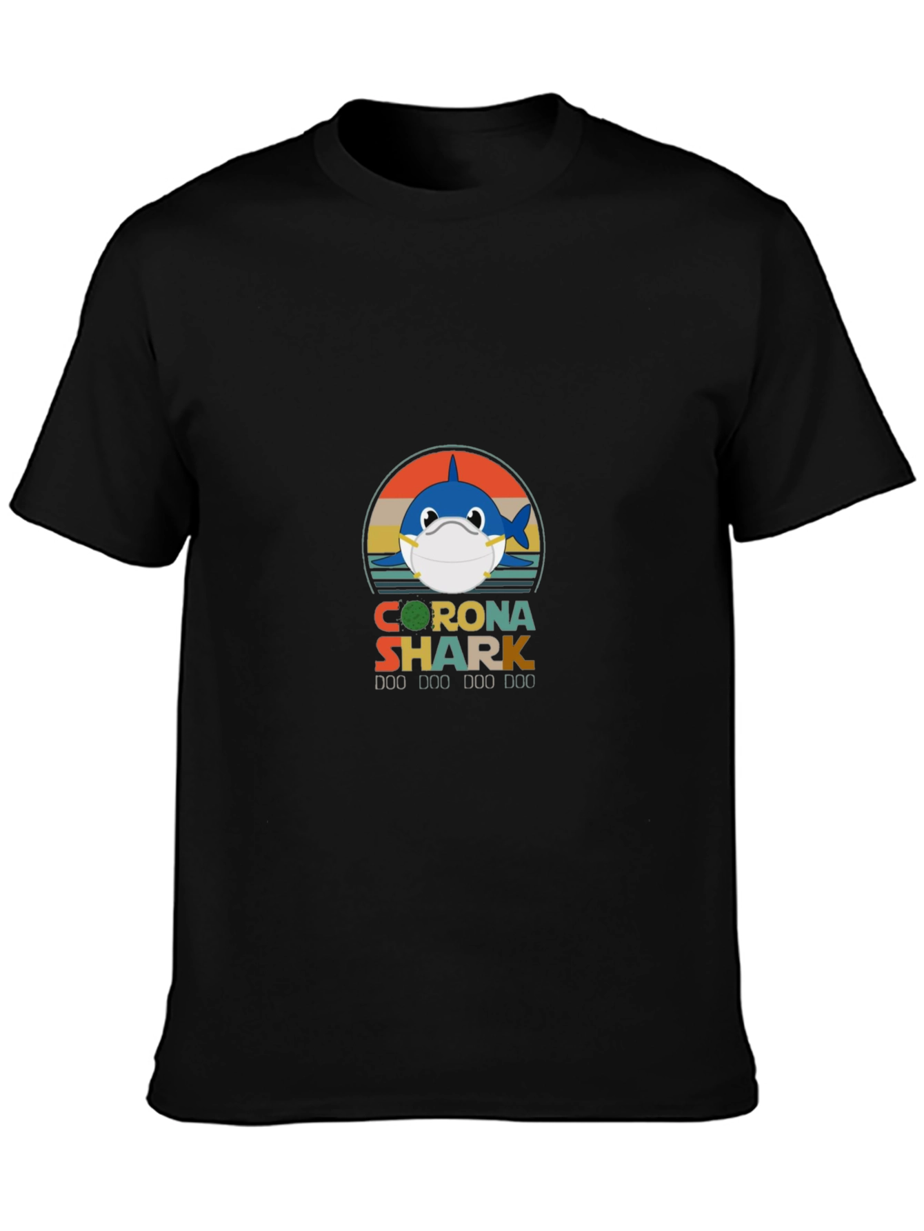 Black Corona Shark T-Shirt - Masked Shark Tee view 3