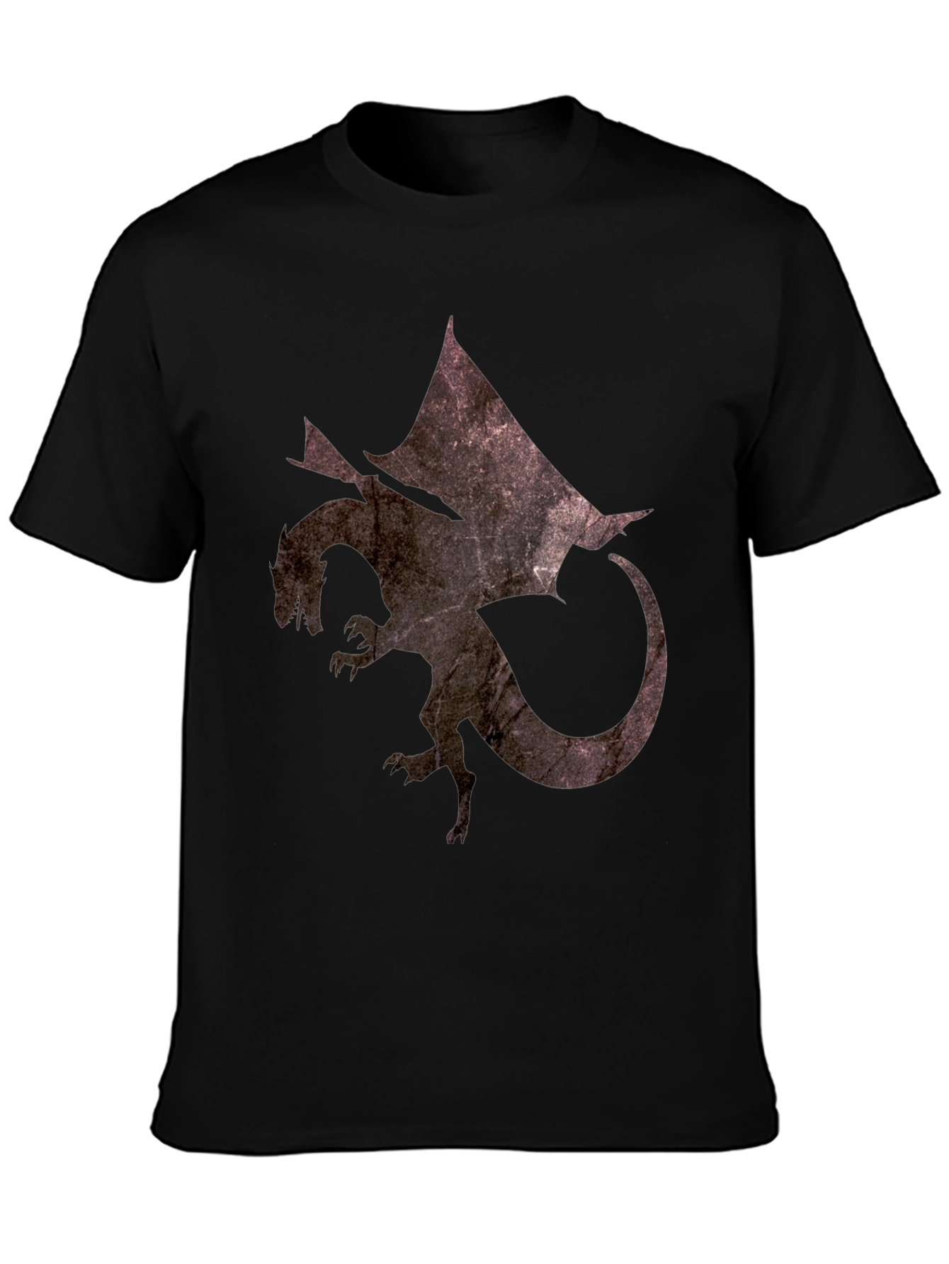 Black Textured Dragon Graphic Tee - Black Cotton Blend Casual Shirt view 3