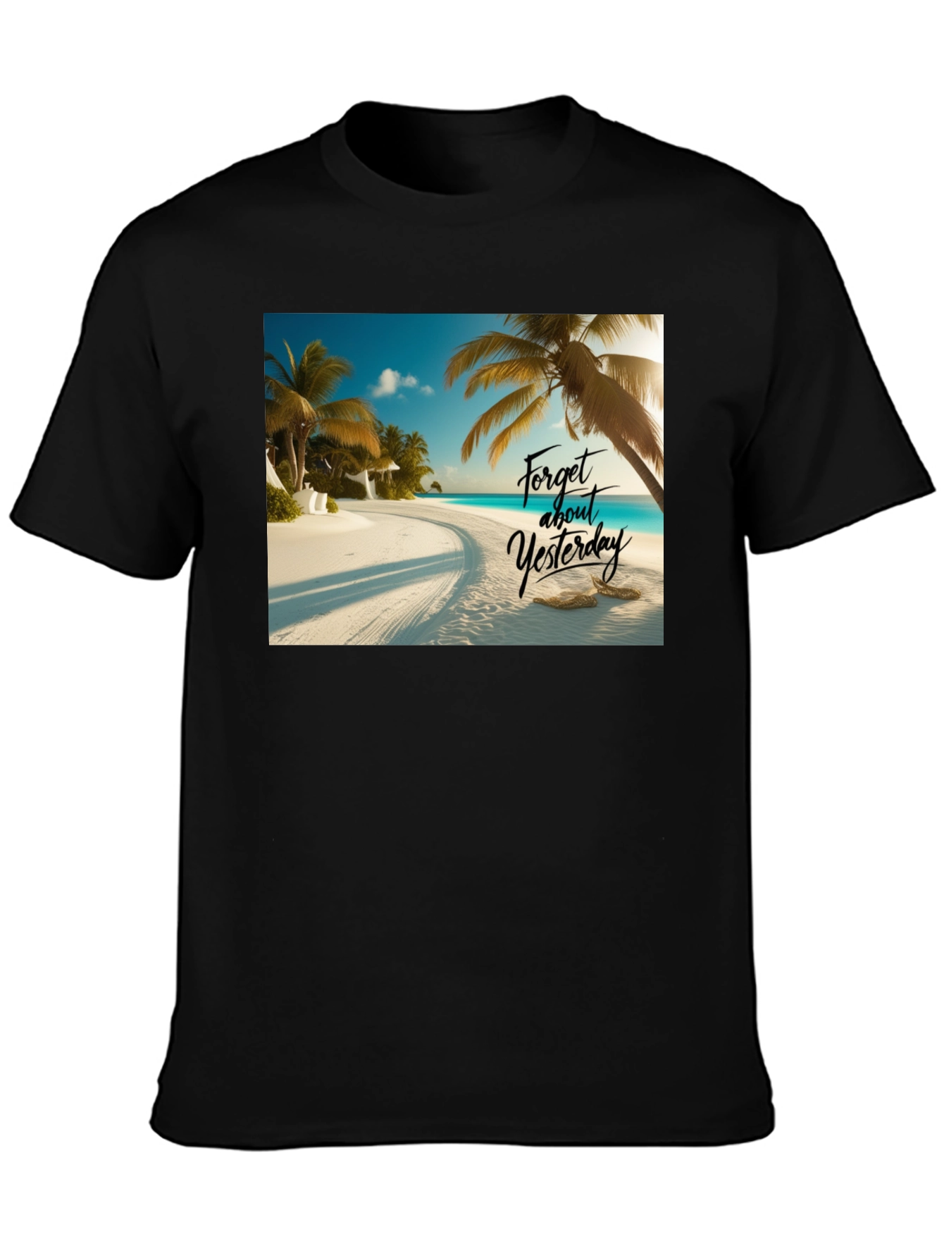Beach Vibes Black T-Shirt - Forget Yesterday - 3