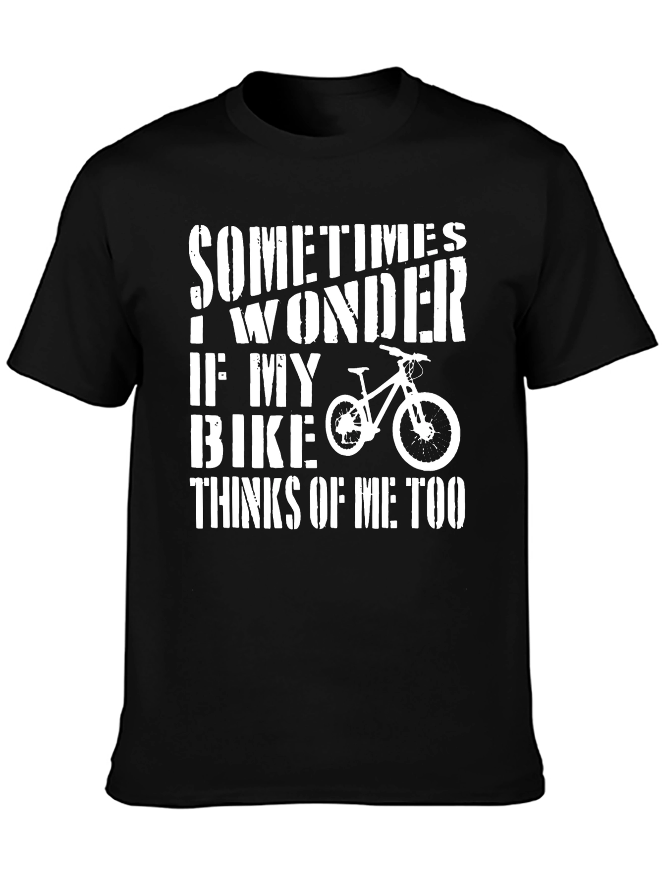 Black Funny Biker T-Shirt - "Sometimes I Wonder..." view 3