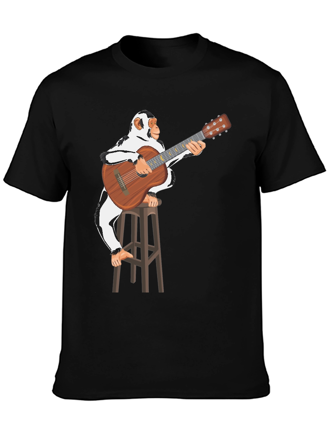 Black Monkey Guitarist Graphic T-Shirt - Unisex Cotton Tee view 3