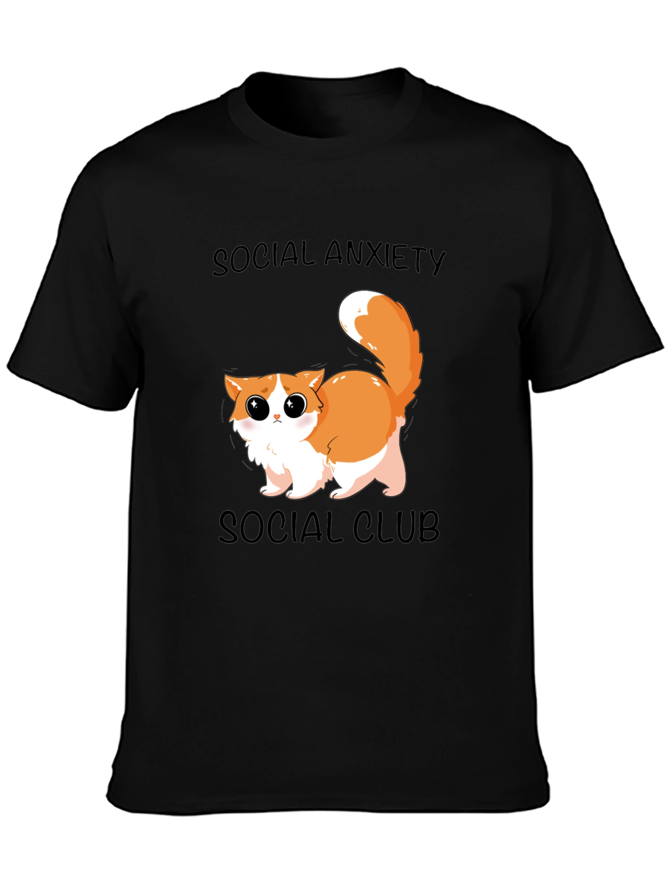 Black Social Anxiety Cat T-Shirt: Cute & Comfy view 3