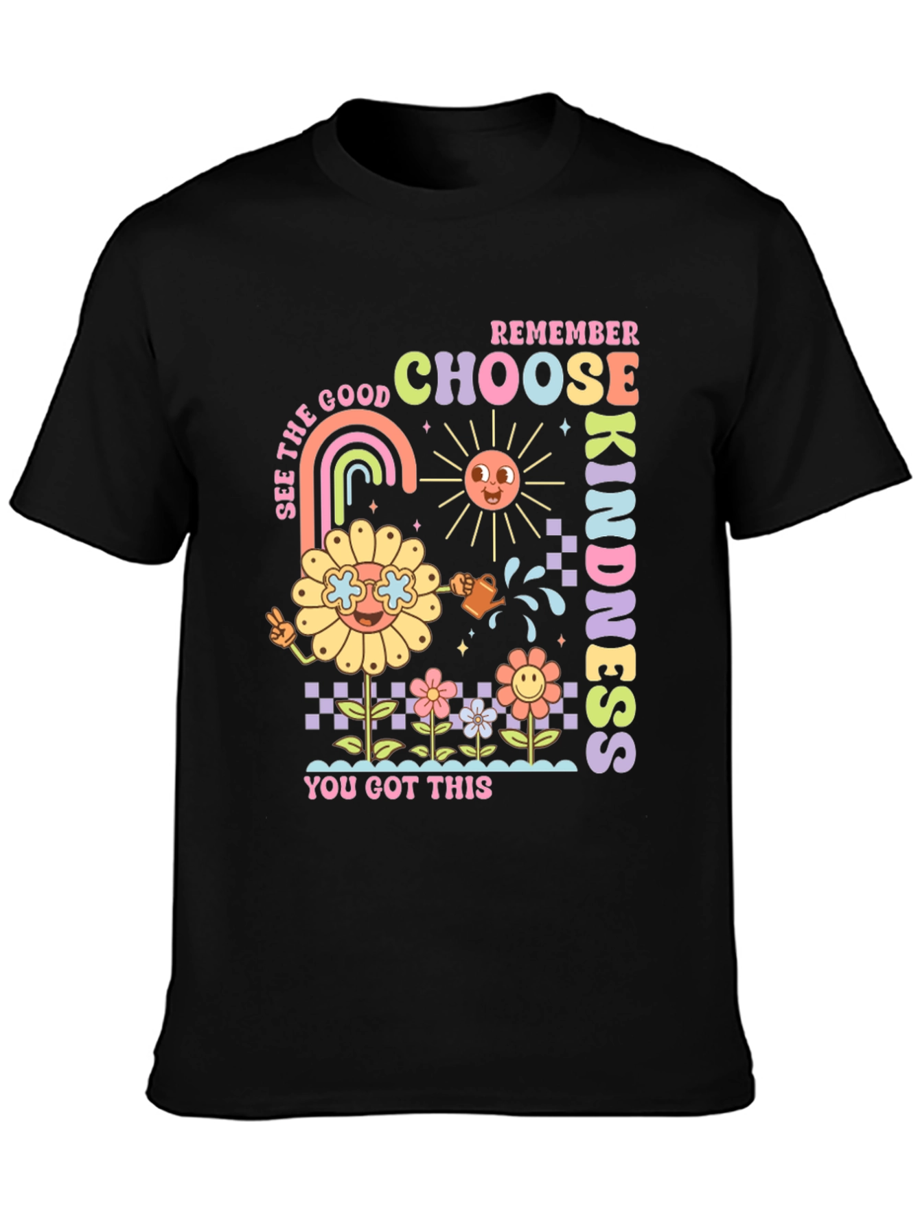 Black Choose Kindness Graphic Tee - Retro Style view 3