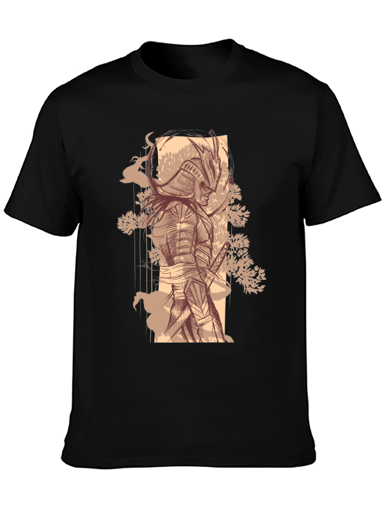 Black Samurai Graphic Tee - Stylish Black Cotton T-Shirt view 3