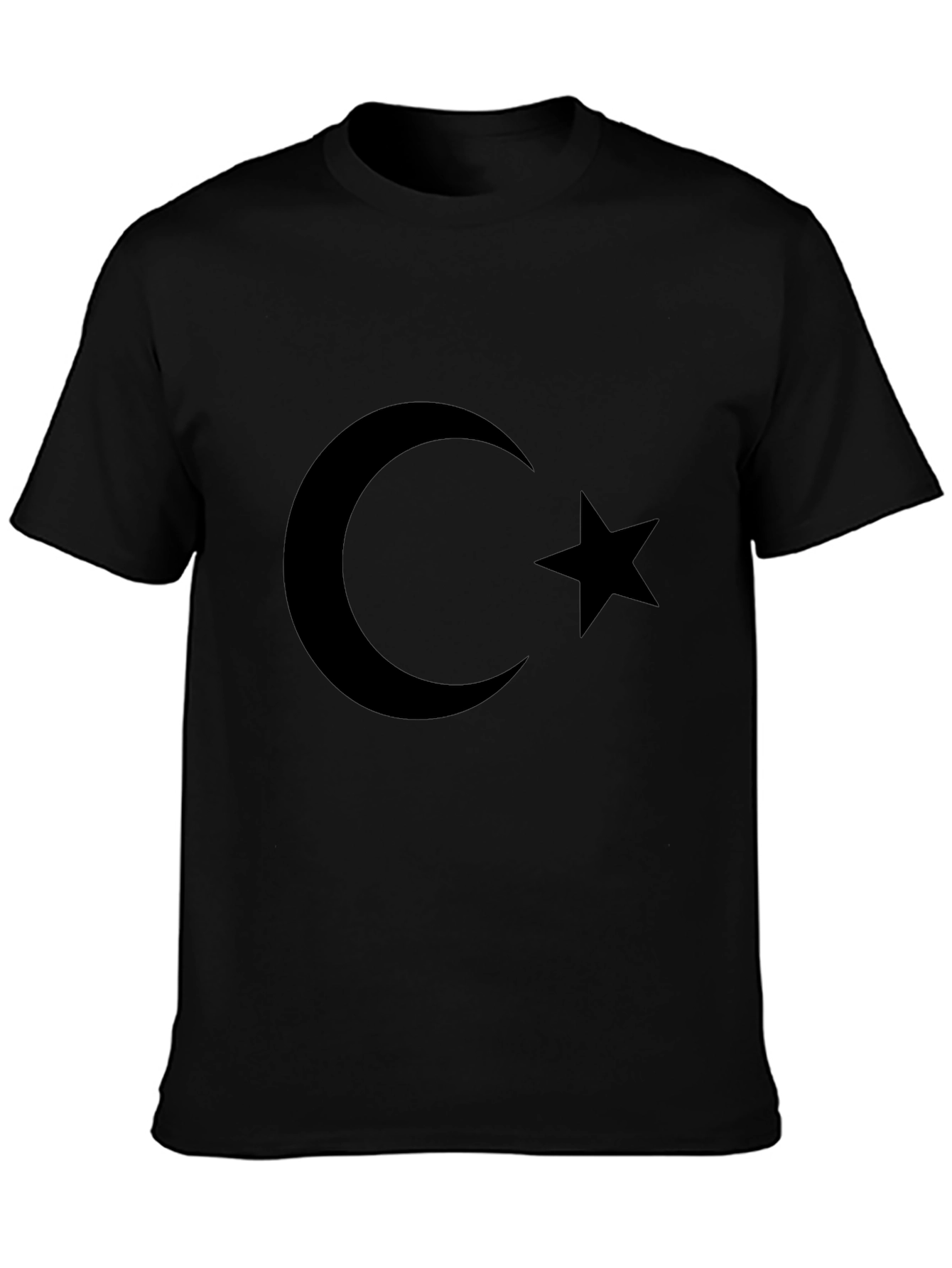 Black Crescent Moon Star Graphic Tee - Black Cotton T-Shirt view 3