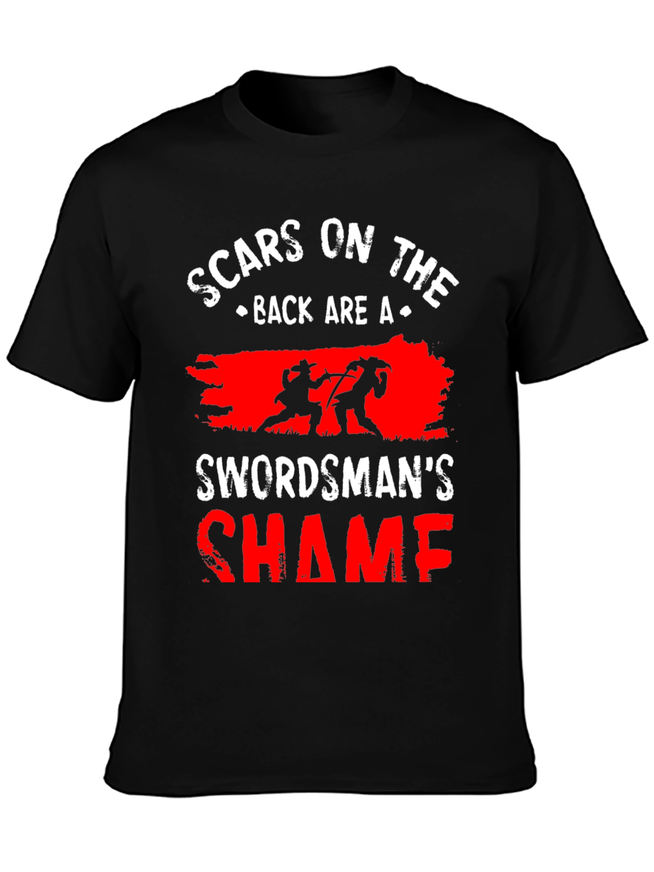 Black Scars on the Back Swordsman's Shame T-Shirt view 3