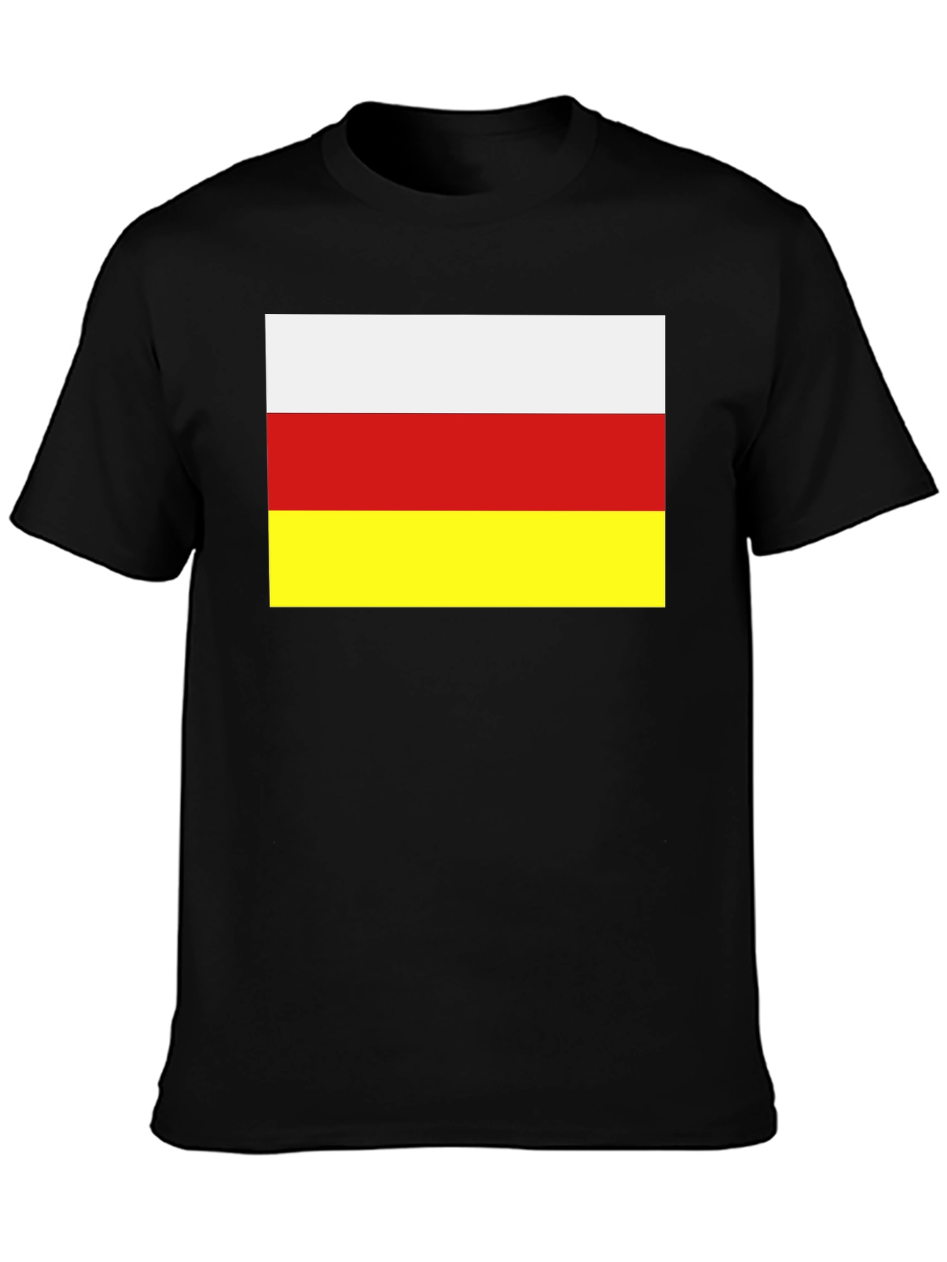 South Ossetia Flag T-Shirt - Black Cotton Tee - 3