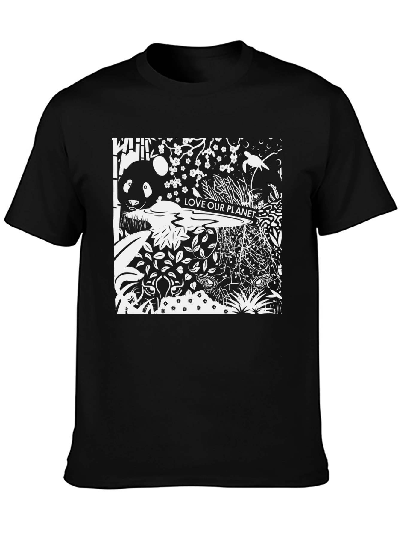 Black Love Our Planet Panda T-Shirt view 3