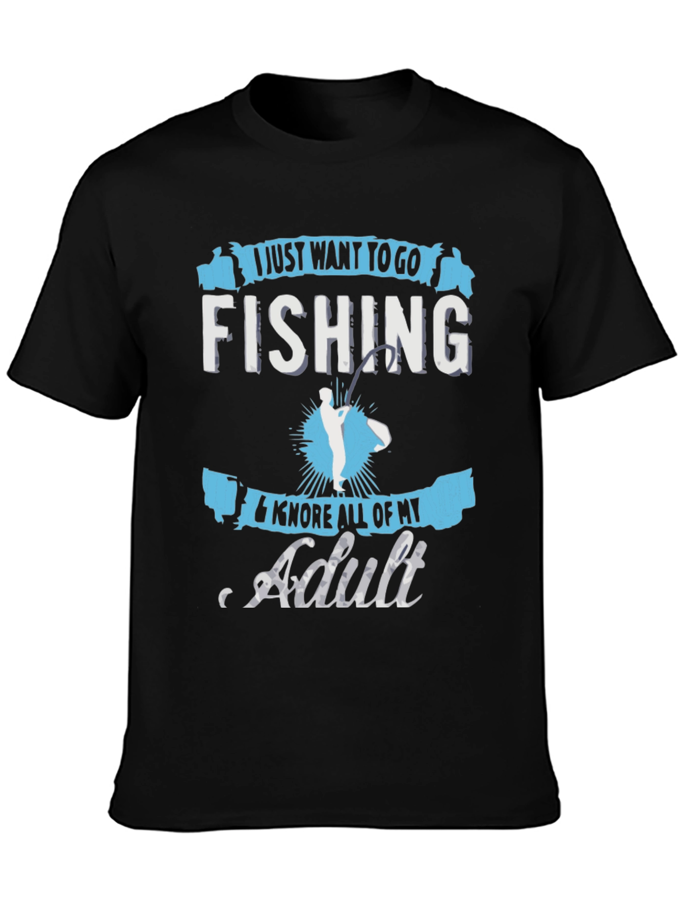 Black Fishing Lover T-Shirt - Ignore Adulting! view 3