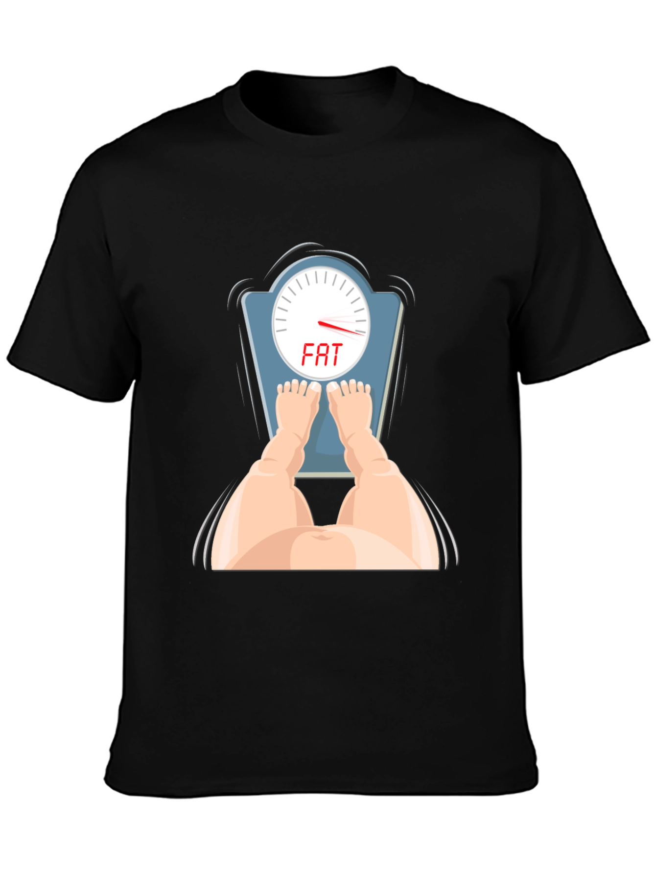 Black Funny 'FAT' Scale Graphic Tee - Humor T-Shirt view 3