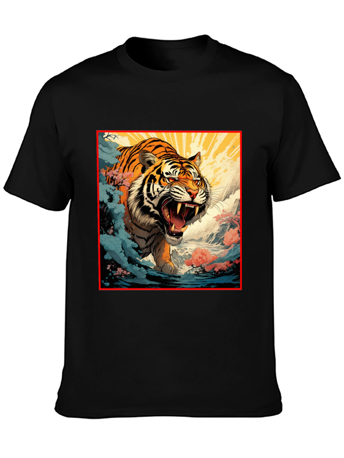 Black Tiger Graphic Black T-Shirt | Bold Animal Print Tee view 3